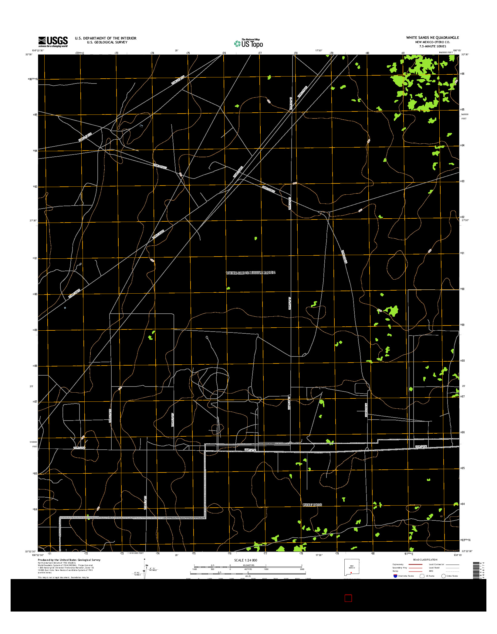 USGS US TOPO 7.5-MINUTE MAP FOR WHITE SANDS NE, NM 2017