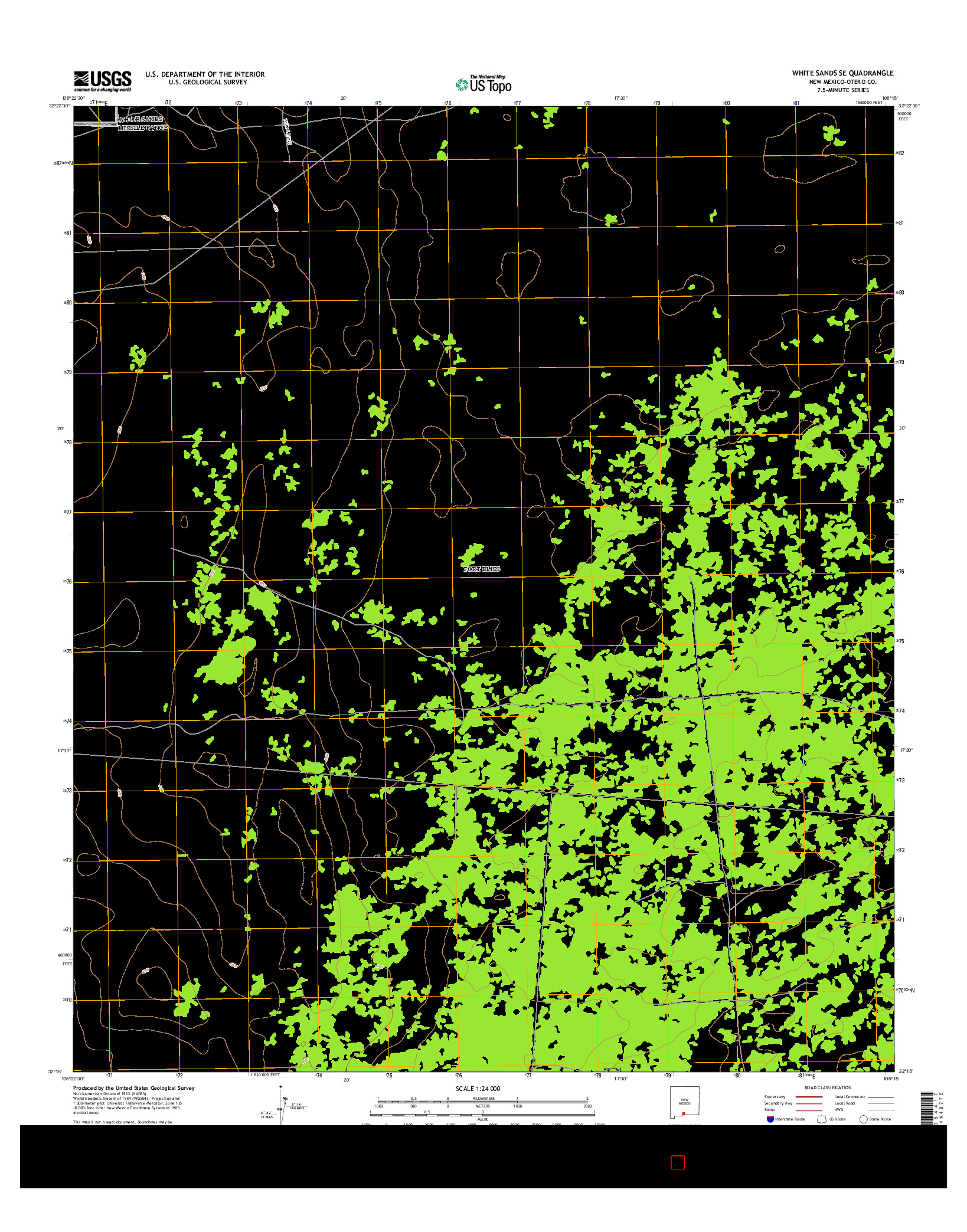 USGS US TOPO 7.5-MINUTE MAP FOR WHITE SANDS SE, NM 2017