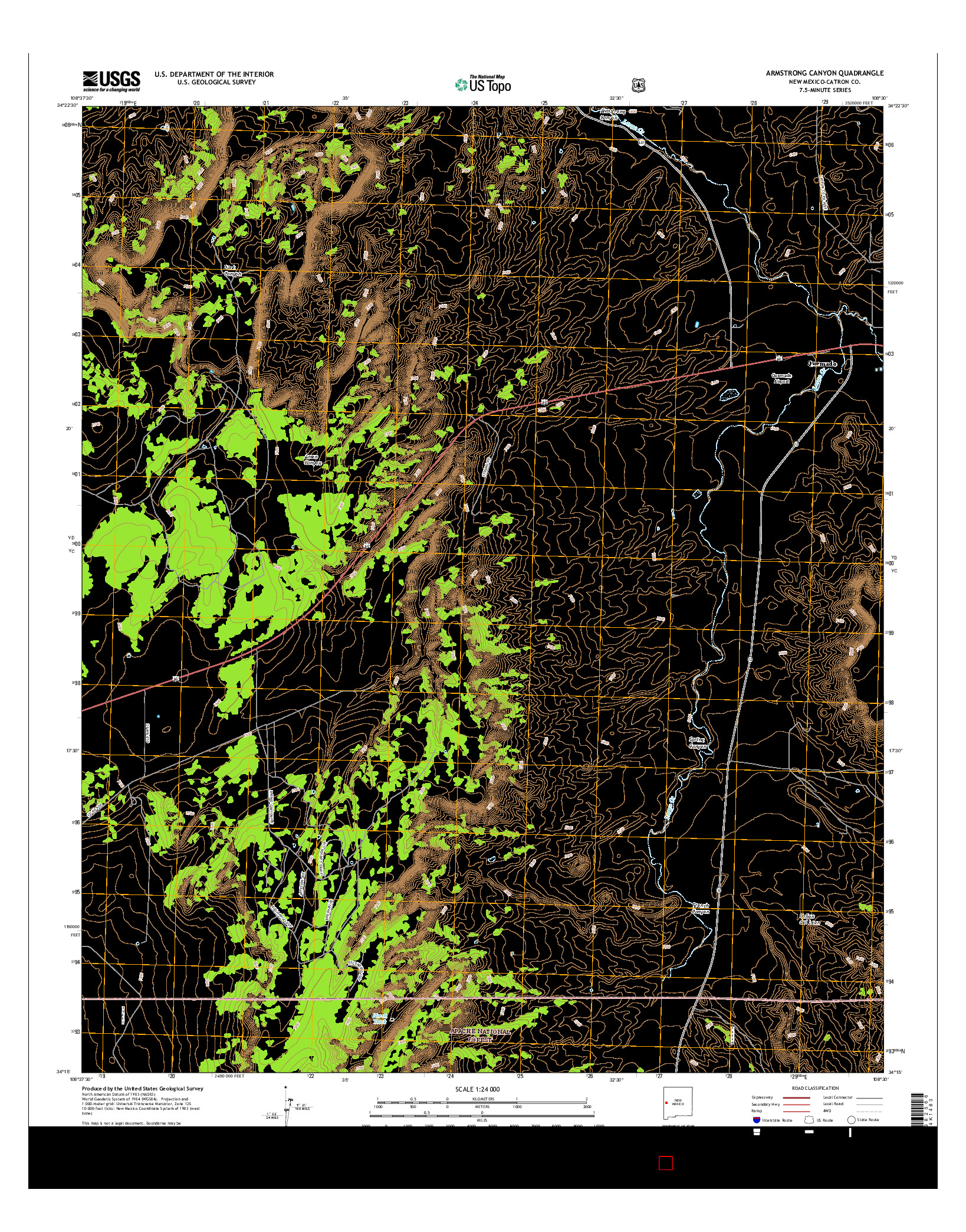 USGS US TOPO 7.5-MINUTE MAP FOR ARMSTRONG CANYON, NM 2017