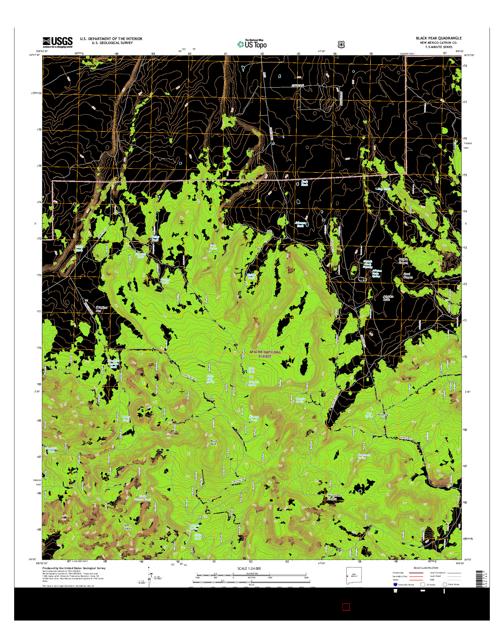 USGS US TOPO 7.5-MINUTE MAP FOR BLACK PEAK, NM 2017