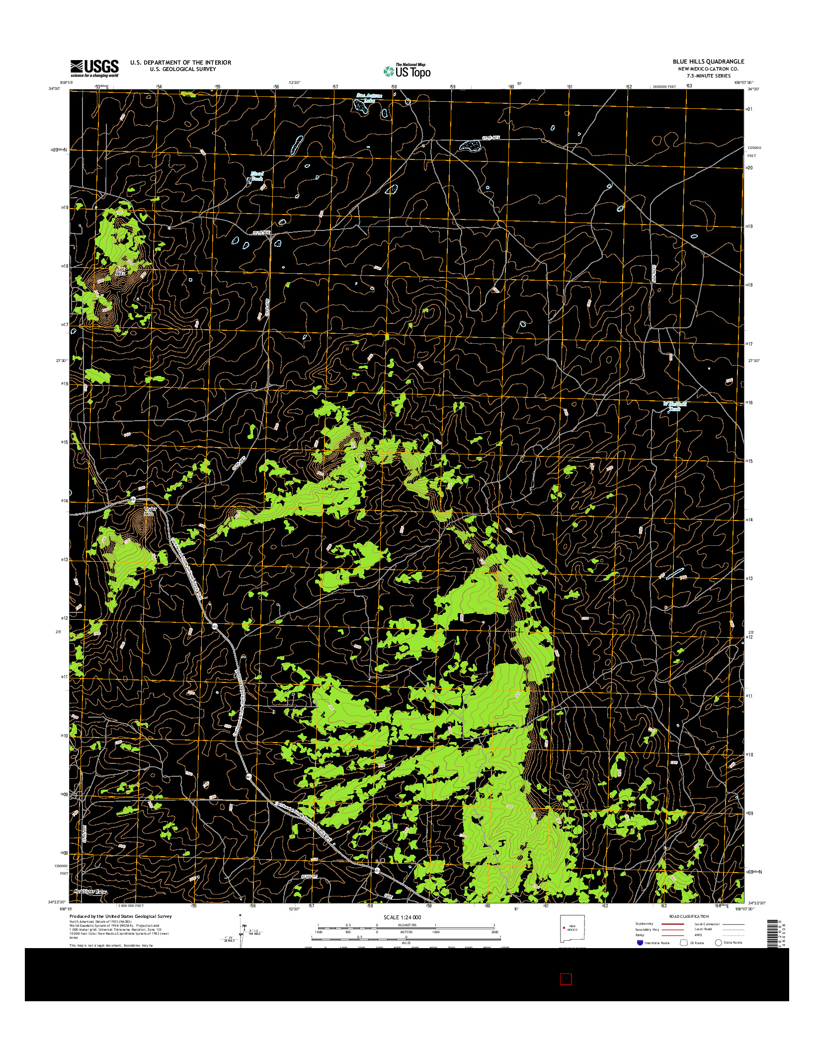 USGS US TOPO 7.5-MINUTE MAP FOR BLUE HILLS, NM 2017