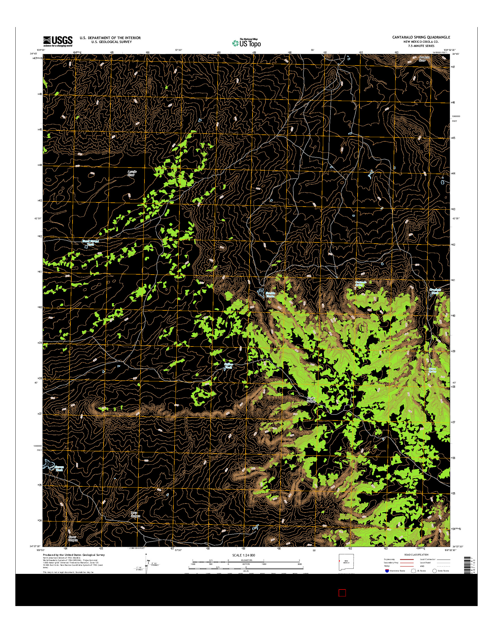 USGS US TOPO 7.5-MINUTE MAP FOR CANTARALO SPRING, NM 2017