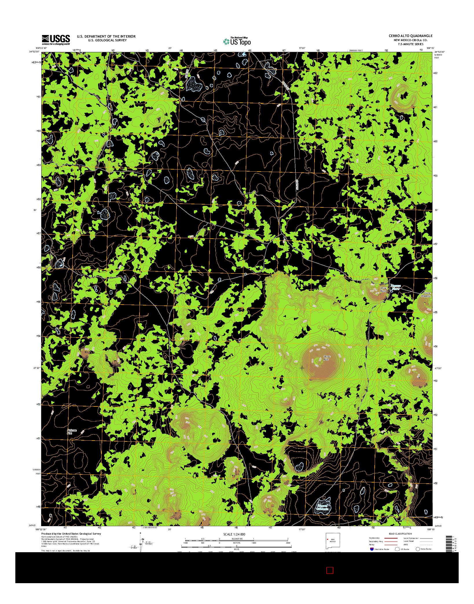 USGS US TOPO 7.5-MINUTE MAP FOR CERRO ALTO, NM 2017