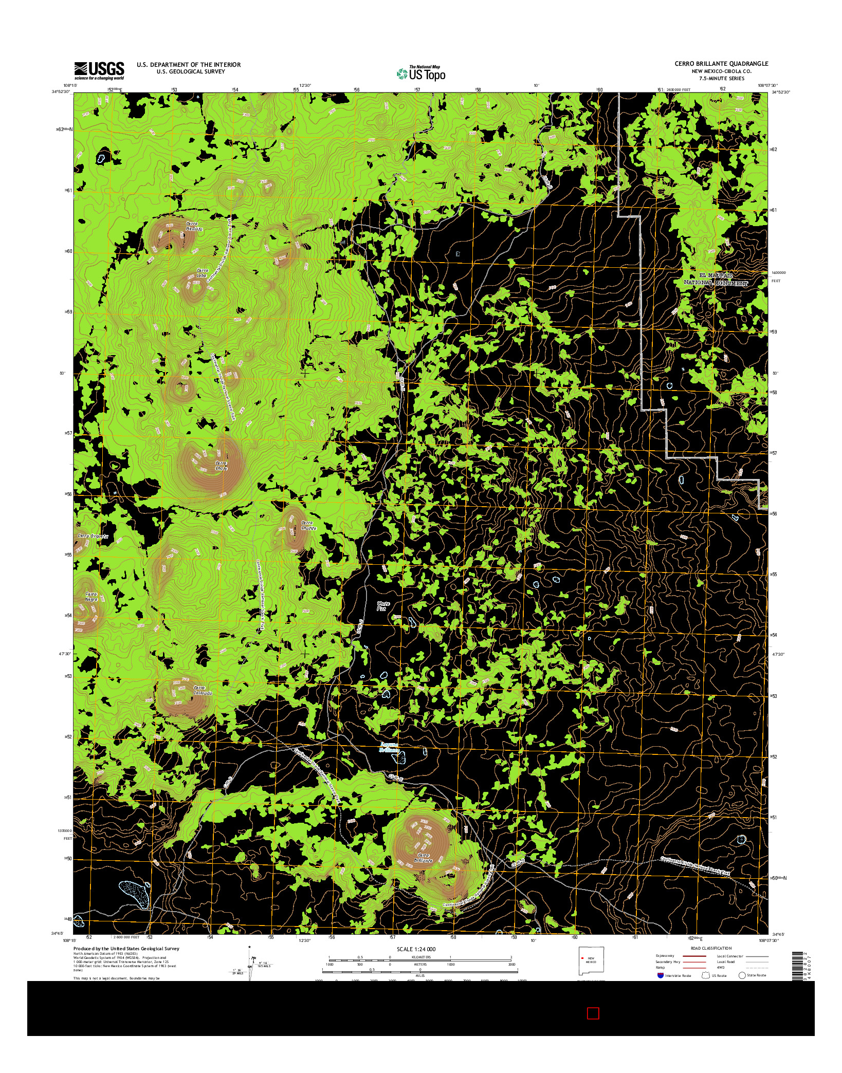 USGS US TOPO 7.5-MINUTE MAP FOR CERRO BRILLANTE, NM 2017