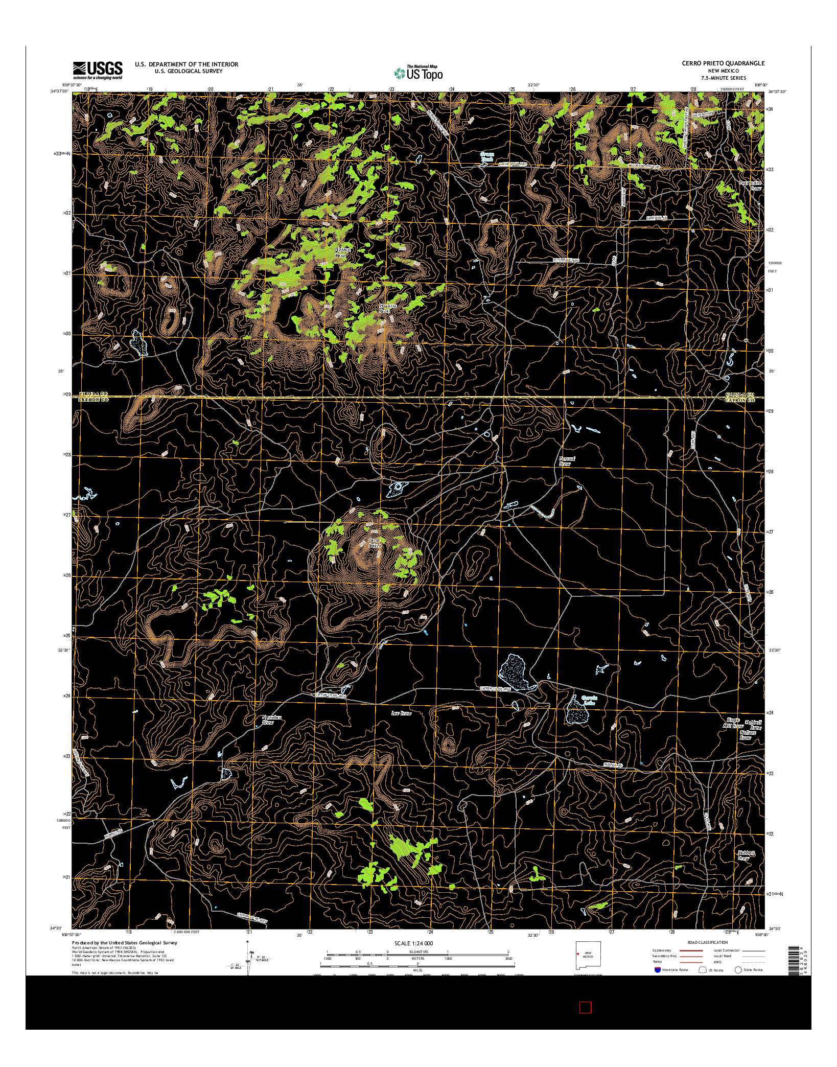 USGS US TOPO 7.5-MINUTE MAP FOR CERRO PRIETO, NM 2017