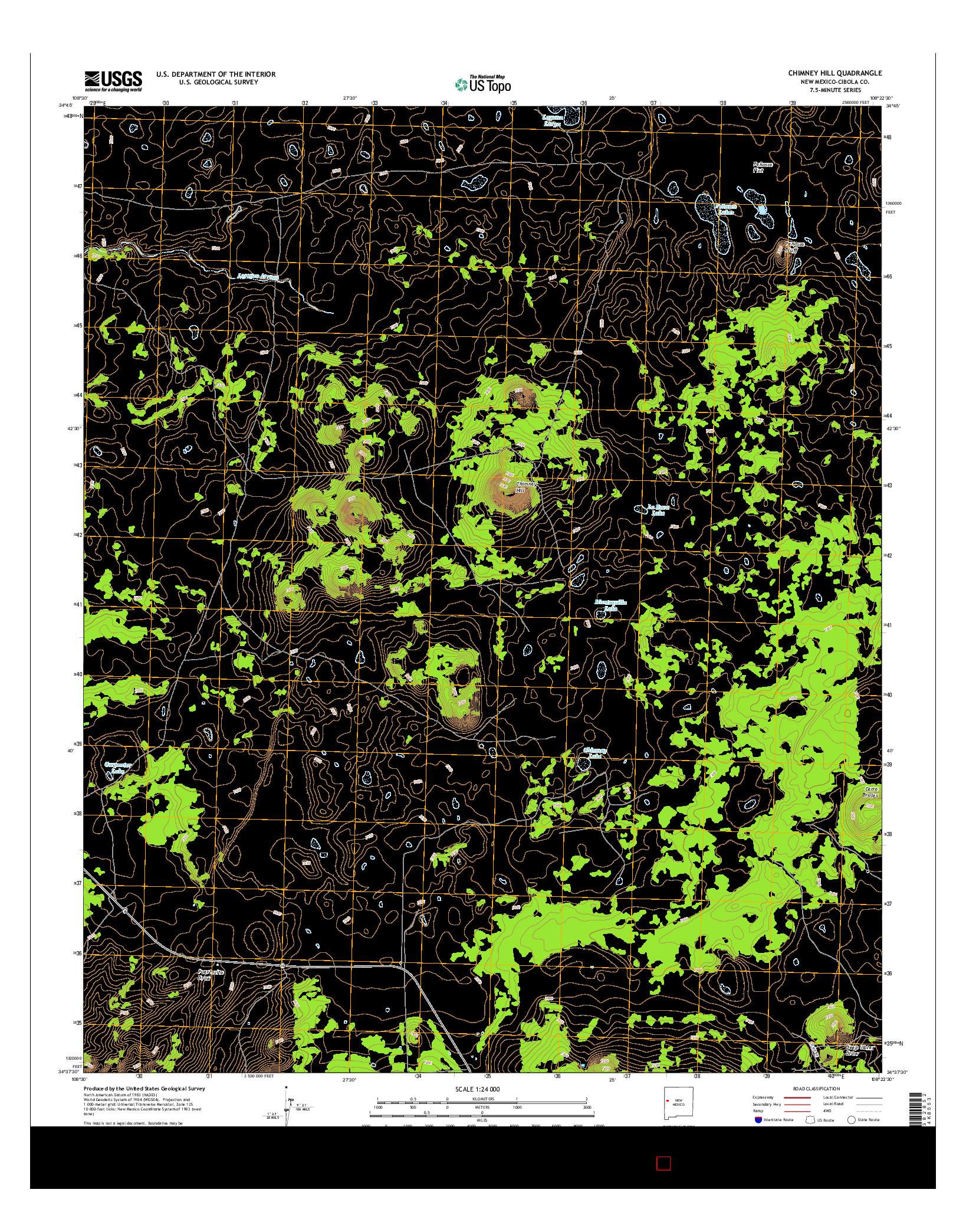 USGS US TOPO 7.5-MINUTE MAP FOR CHIMNEY HILL, NM 2017