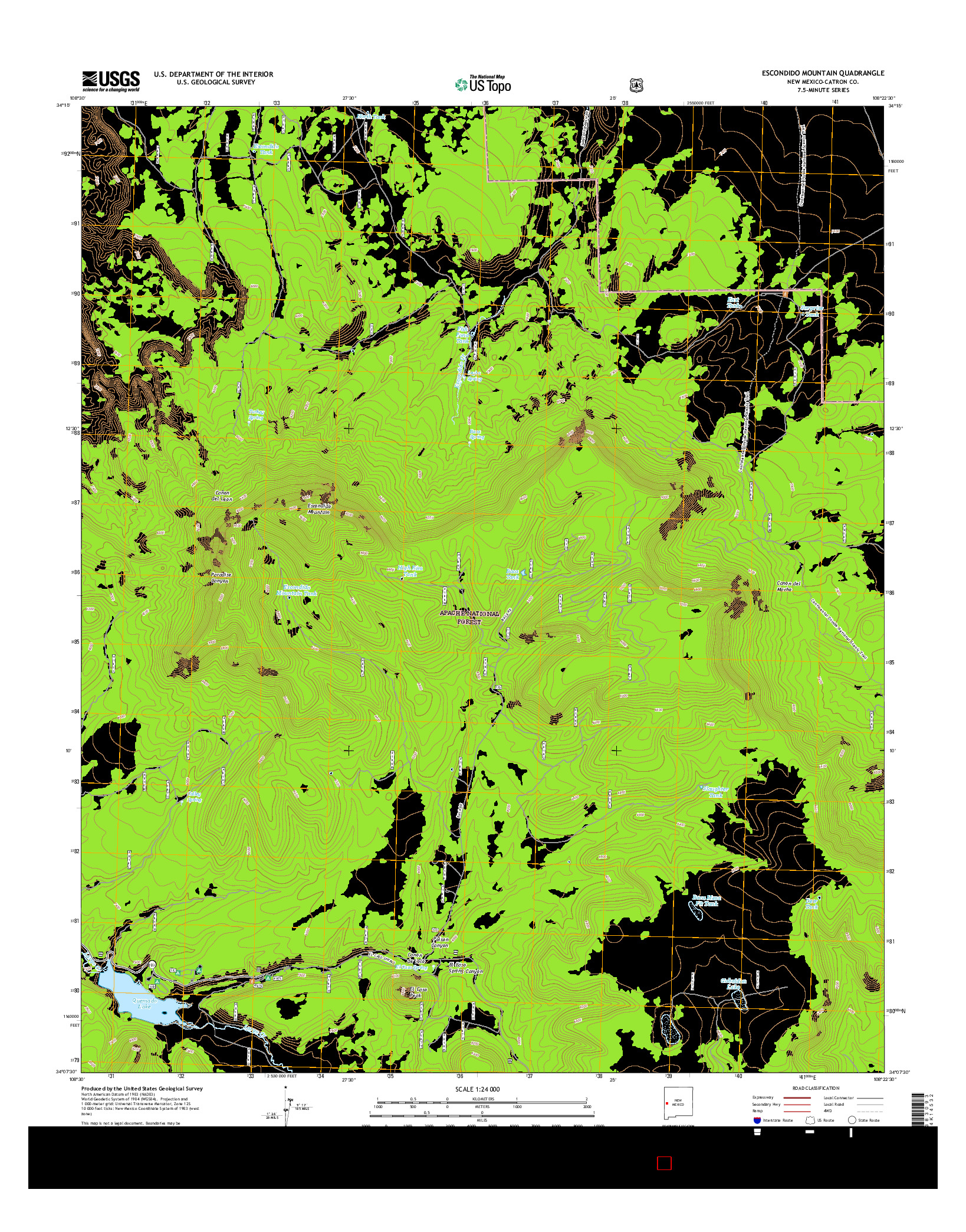 USGS US TOPO 7.5-MINUTE MAP FOR ESCONDIDO MOUNTAIN, NM 2017