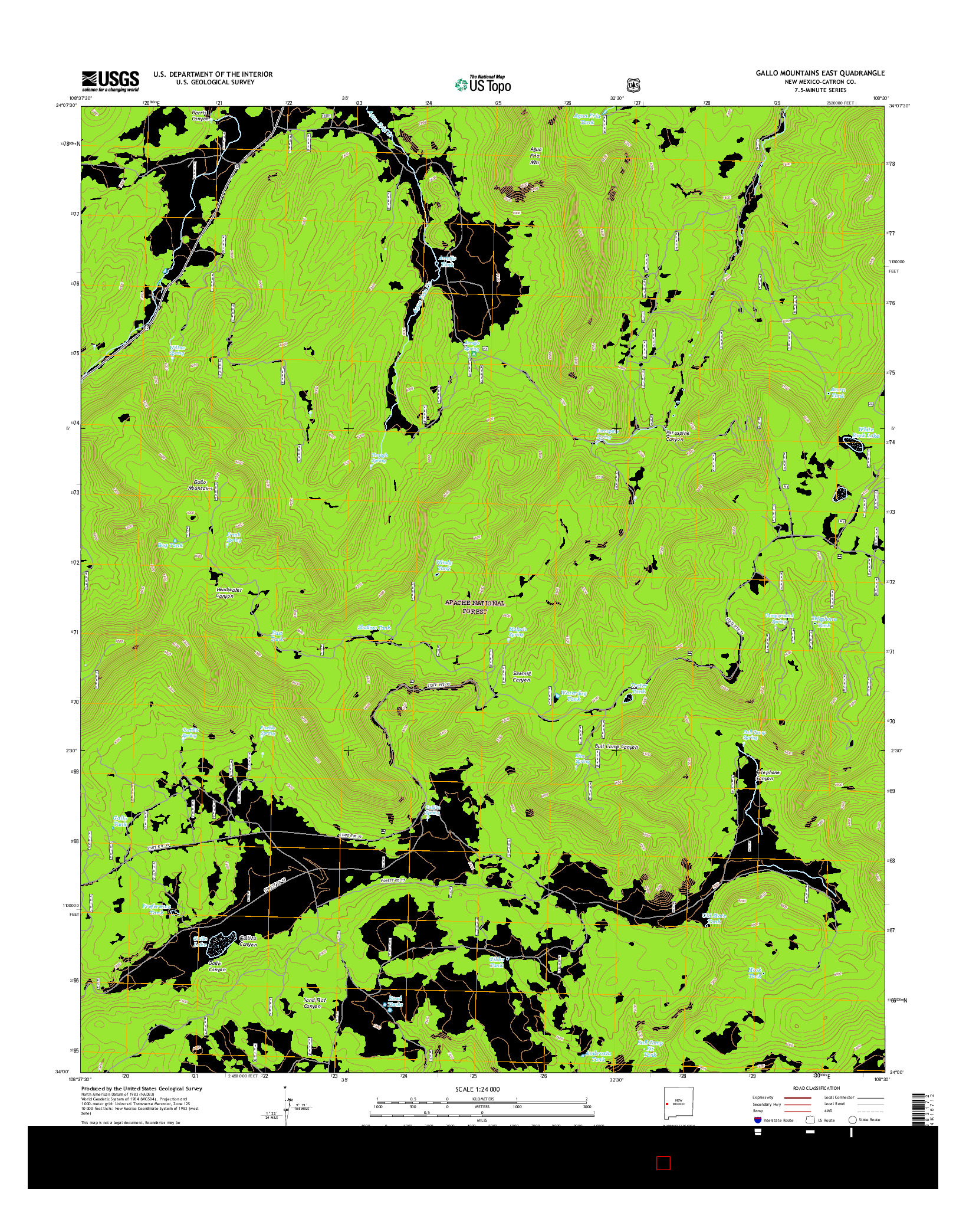 USGS US TOPO 7.5-MINUTE MAP FOR GALLO MOUNTAINS EAST, NM 2017