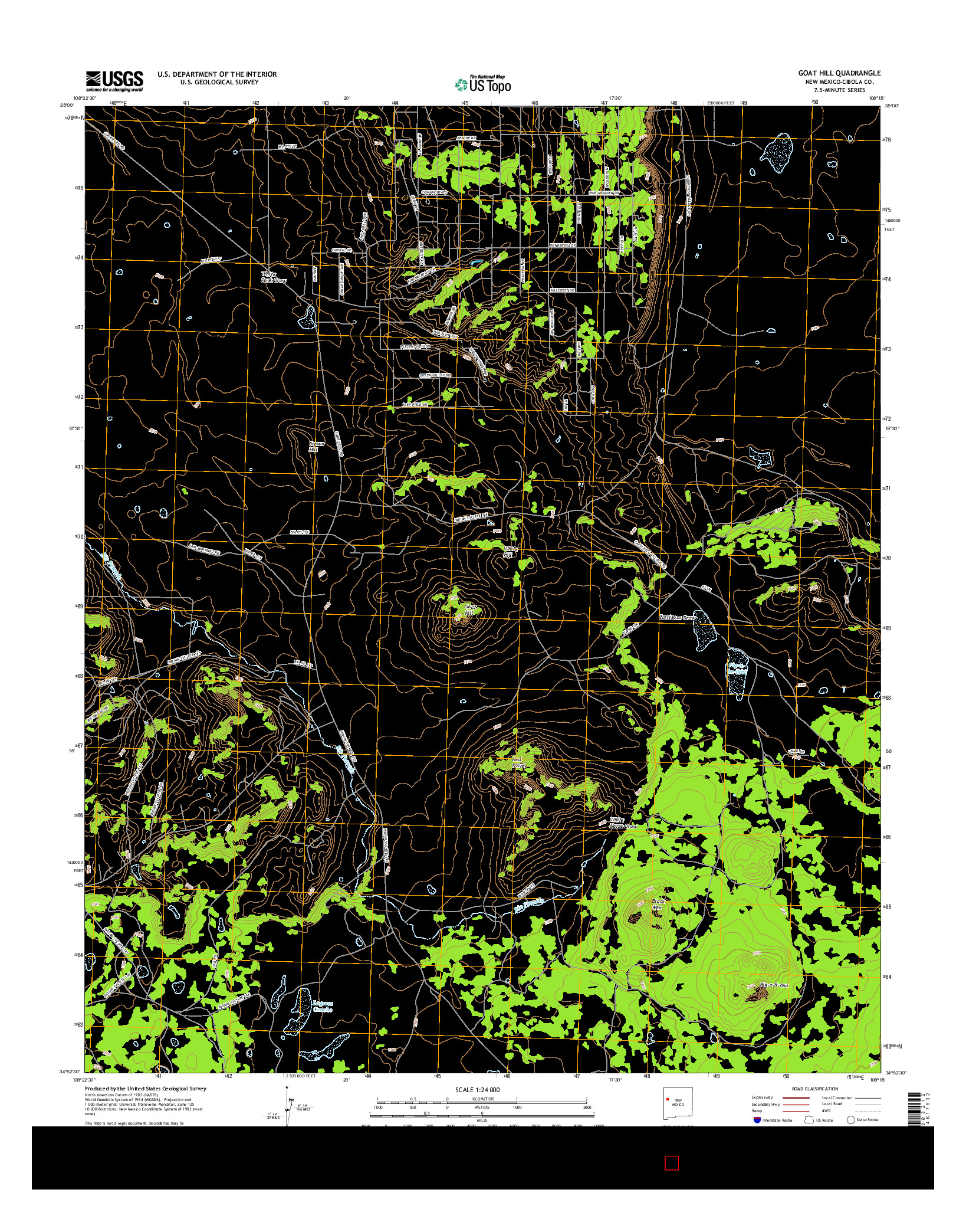 USGS US TOPO 7.5-MINUTE MAP FOR GOAT HILL, NM 2017