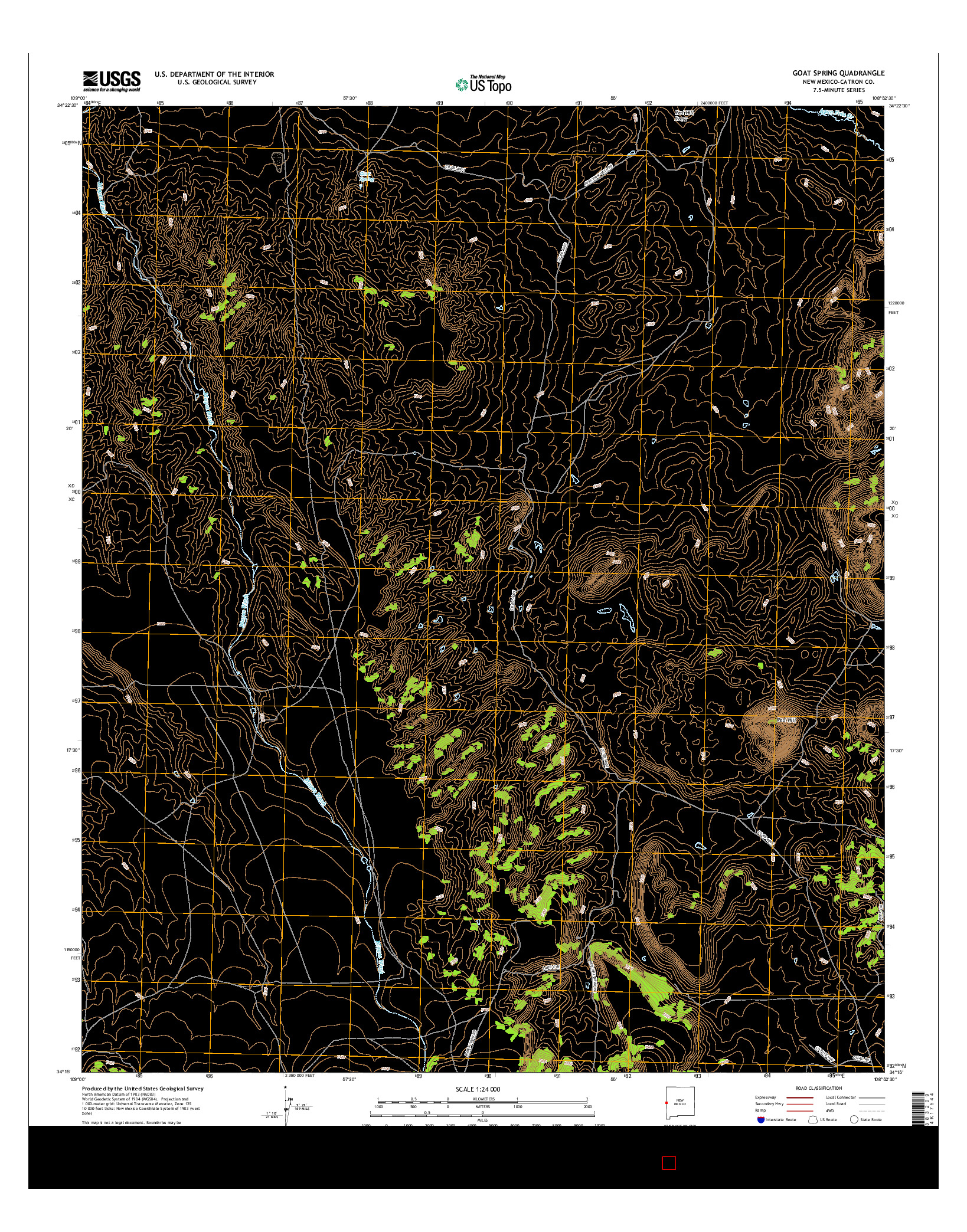 USGS US TOPO 7.5-MINUTE MAP FOR GOAT SPRING, NM 2017