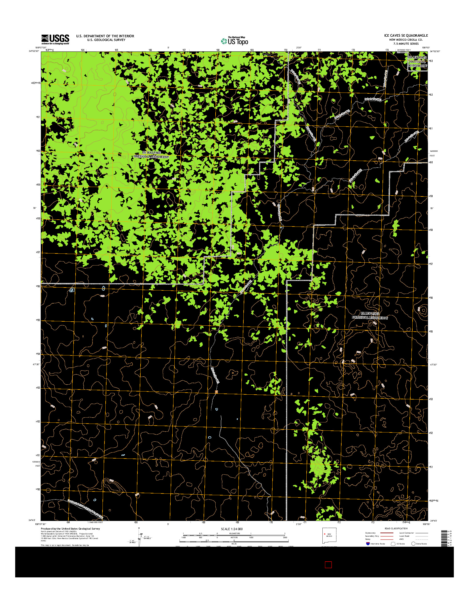 USGS US TOPO 7.5-MINUTE MAP FOR ICE CAVES SE, NM 2017