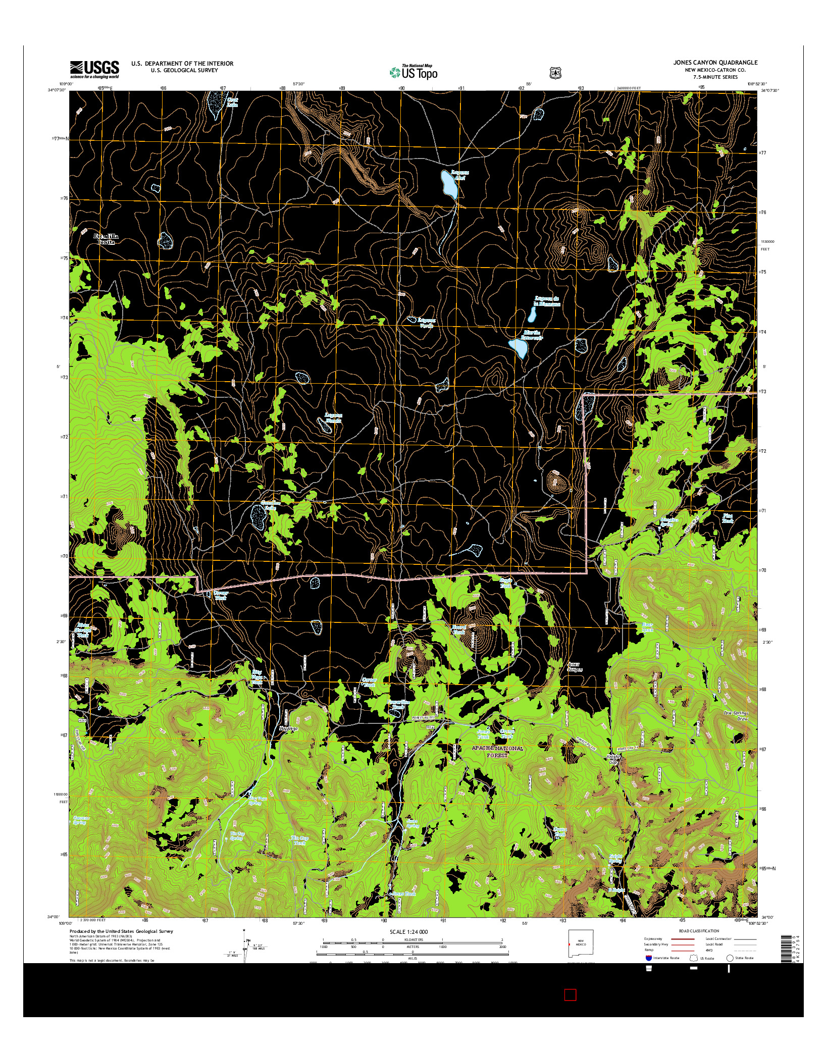 USGS US TOPO 7.5-MINUTE MAP FOR JONES CANYON, NM 2017