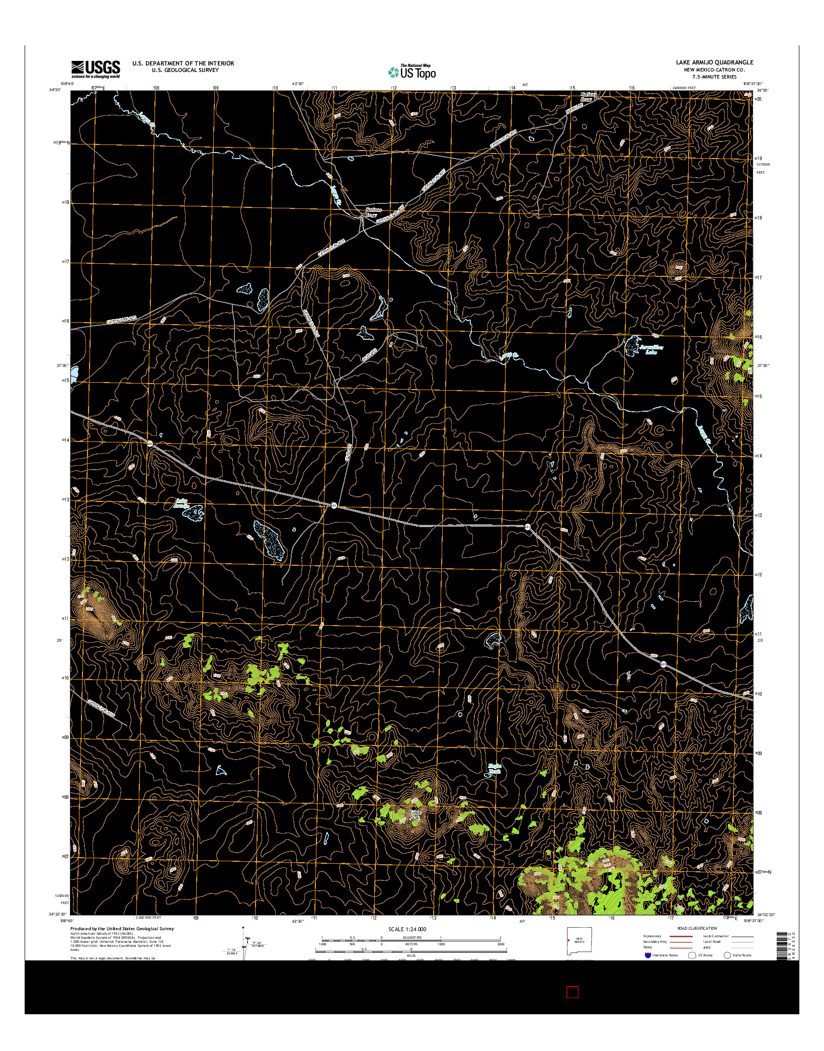 USGS US TOPO 7.5-MINUTE MAP FOR LAKE ARMIJO, NM 2017