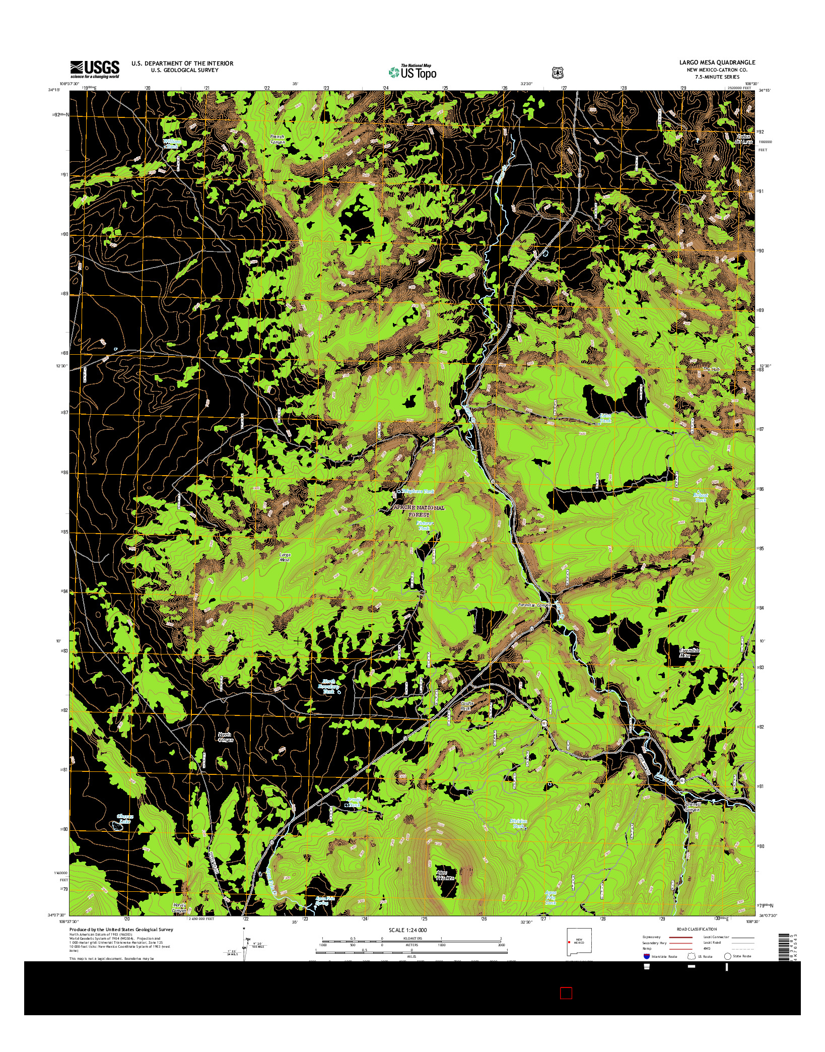 USGS US TOPO 7.5-MINUTE MAP FOR LARGO MESA, NM 2017