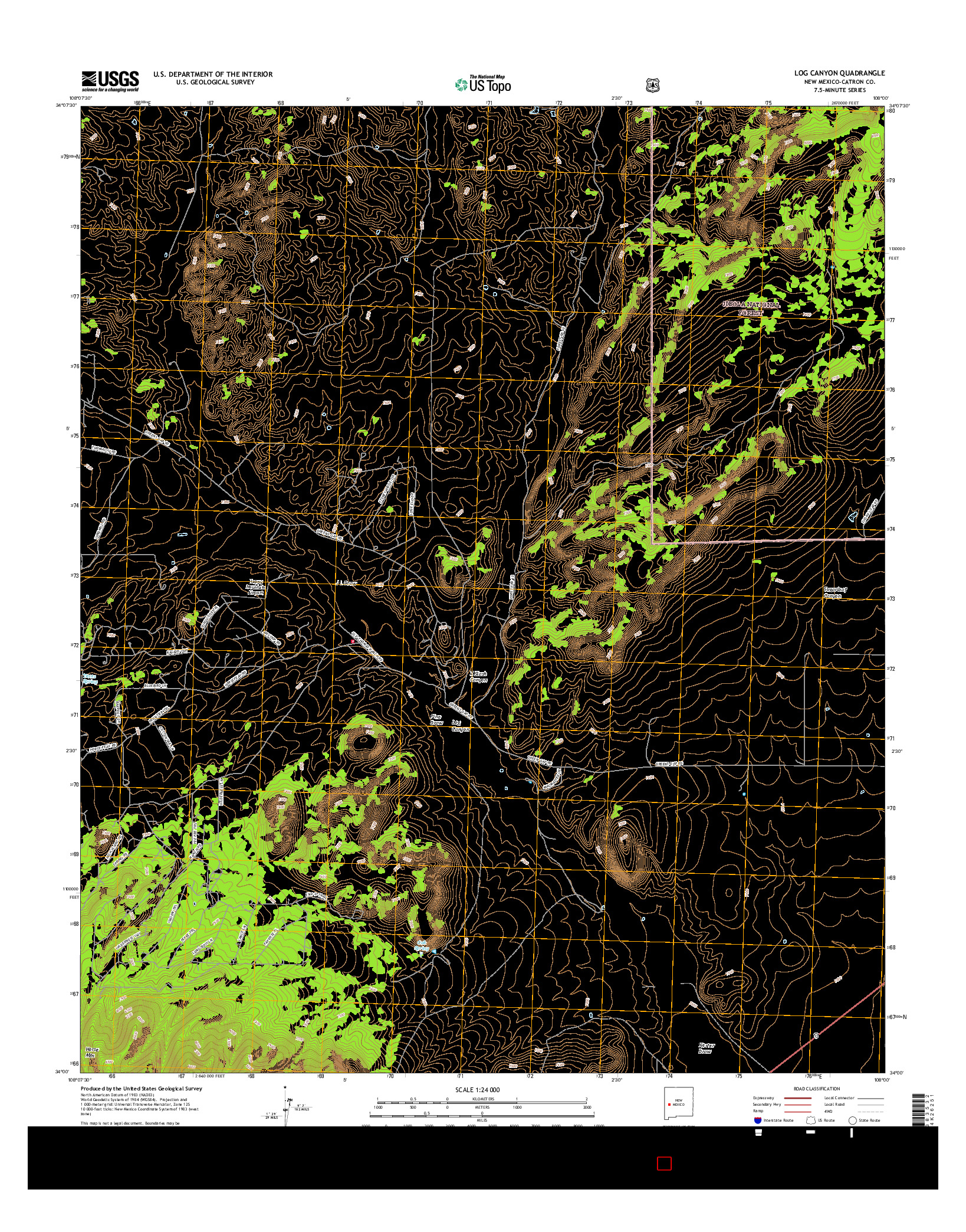 USGS US TOPO 7.5-MINUTE MAP FOR LOG CANYON, NM 2017