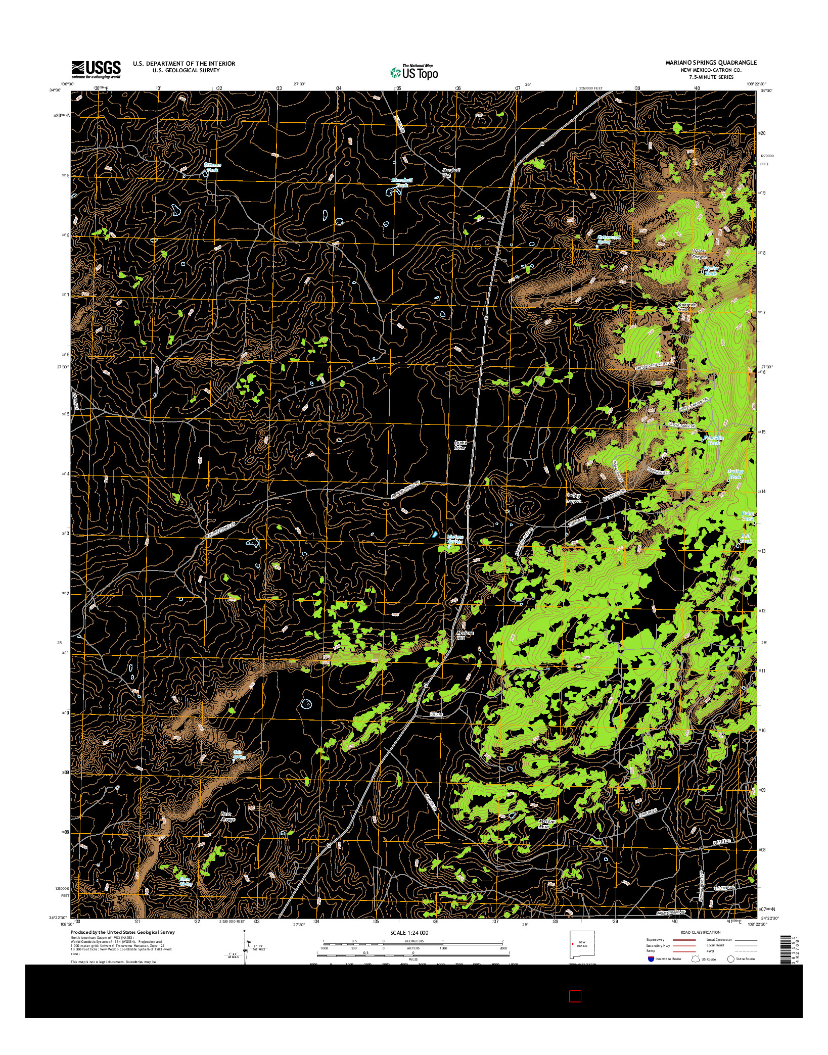 USGS US TOPO 7.5-MINUTE MAP FOR MARIANO SPRINGS, NM 2017