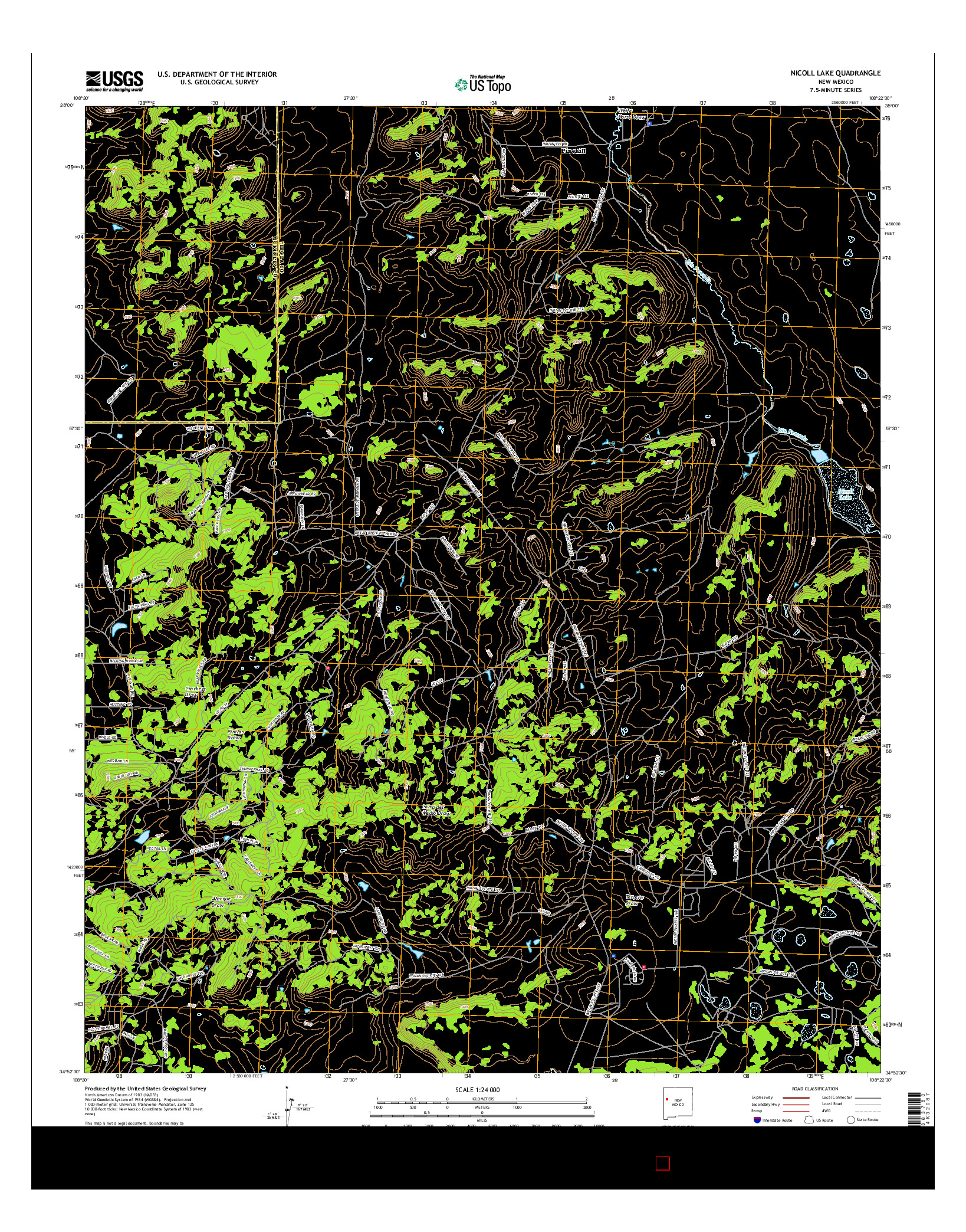 USGS US TOPO 7.5-MINUTE MAP FOR NICOLL LAKE, NM 2017