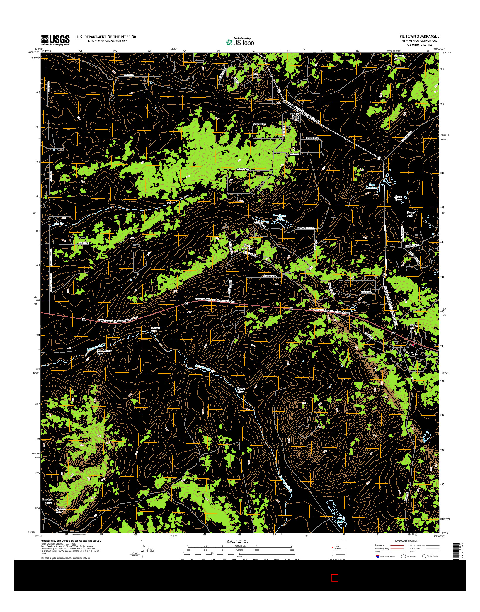 USGS US TOPO 7.5-MINUTE MAP FOR PIE TOWN, NM 2017