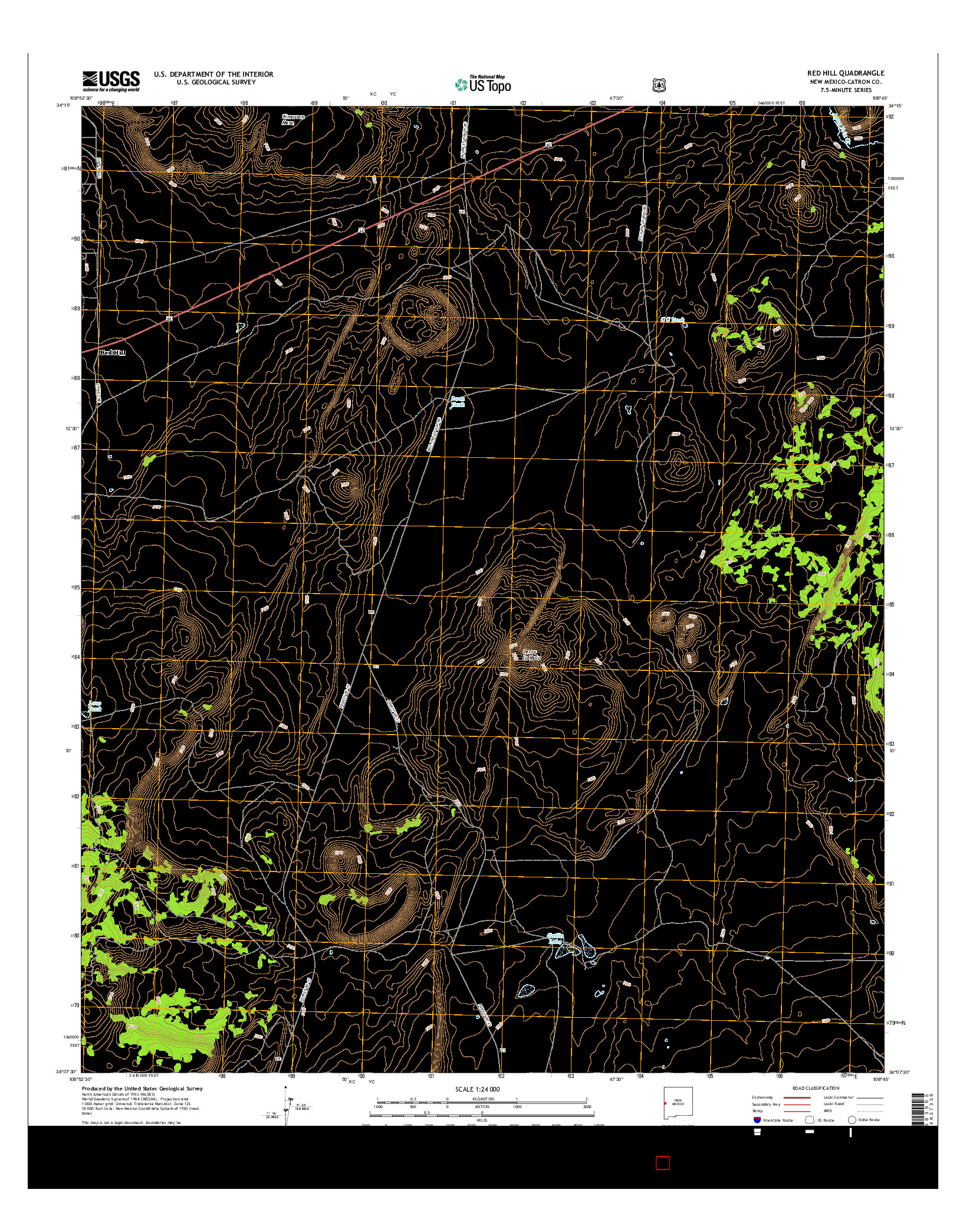 USGS US TOPO 7.5-MINUTE MAP FOR RED HILL, NM 2017