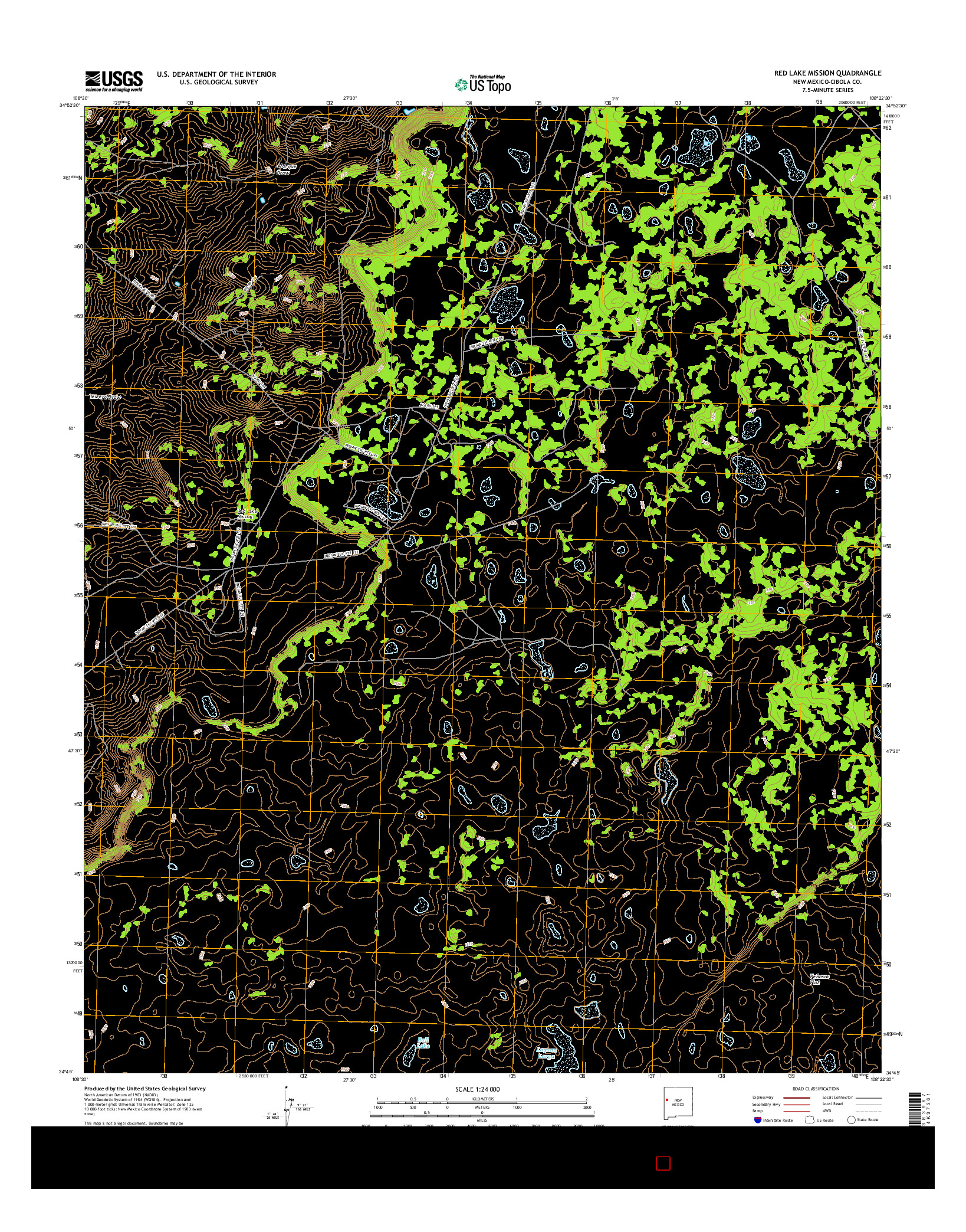 USGS US TOPO 7.5-MINUTE MAP FOR RED LAKE MISSION, NM 2017