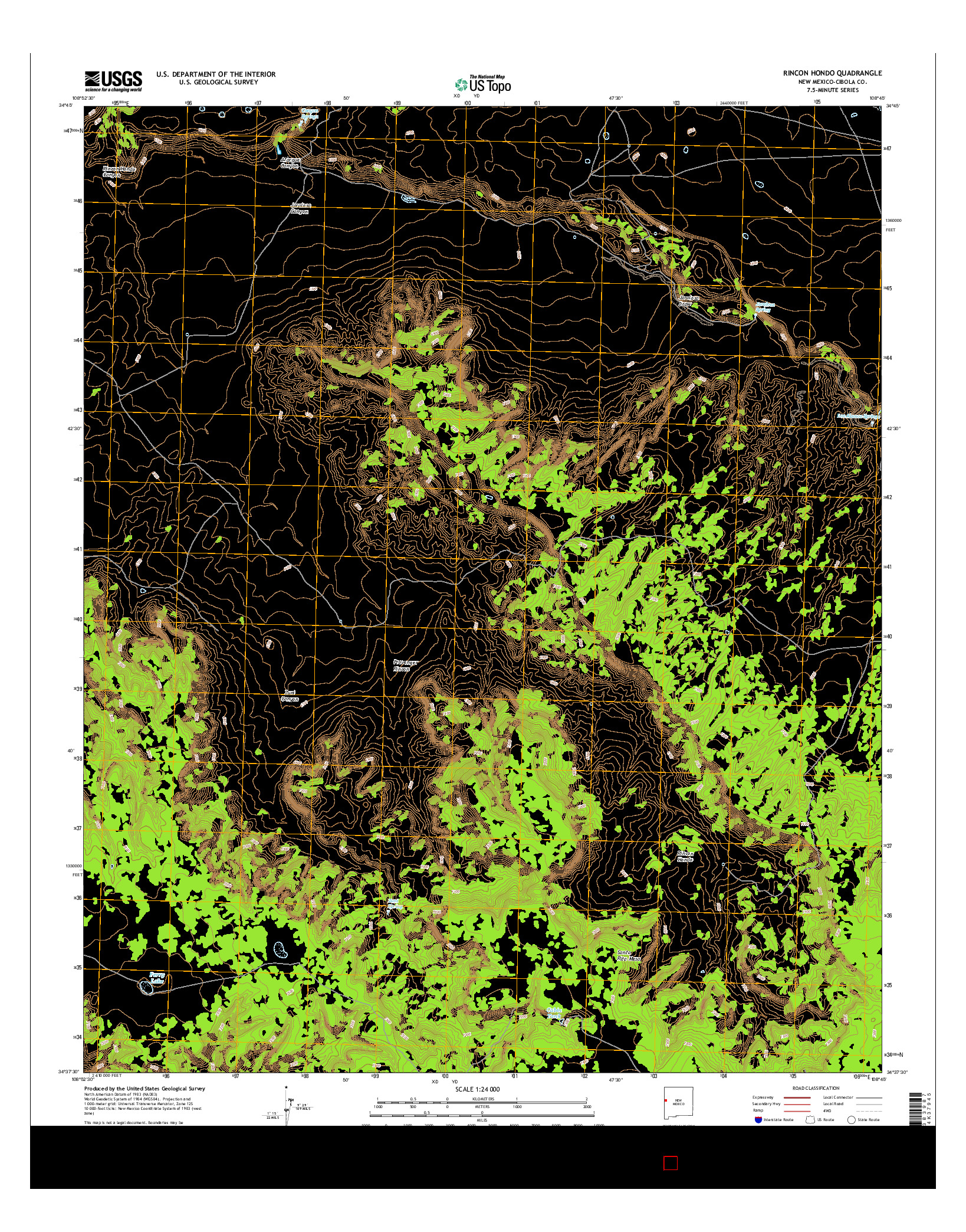 USGS US TOPO 7.5-MINUTE MAP FOR RINCON HONDO, NM 2017