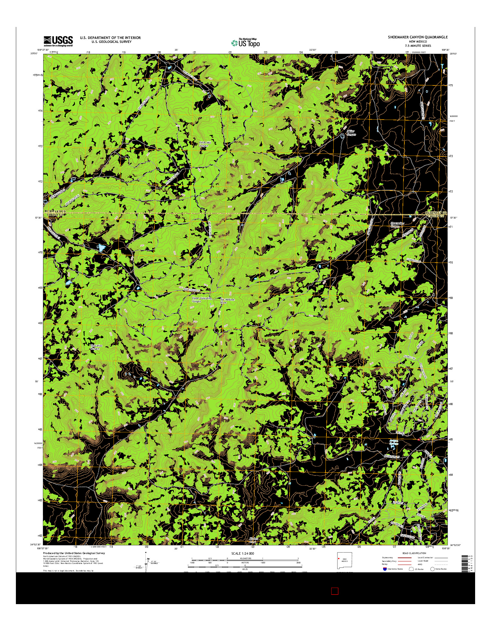 USGS US TOPO 7.5-MINUTE MAP FOR SHOEMAKER CANYON, NM 2017