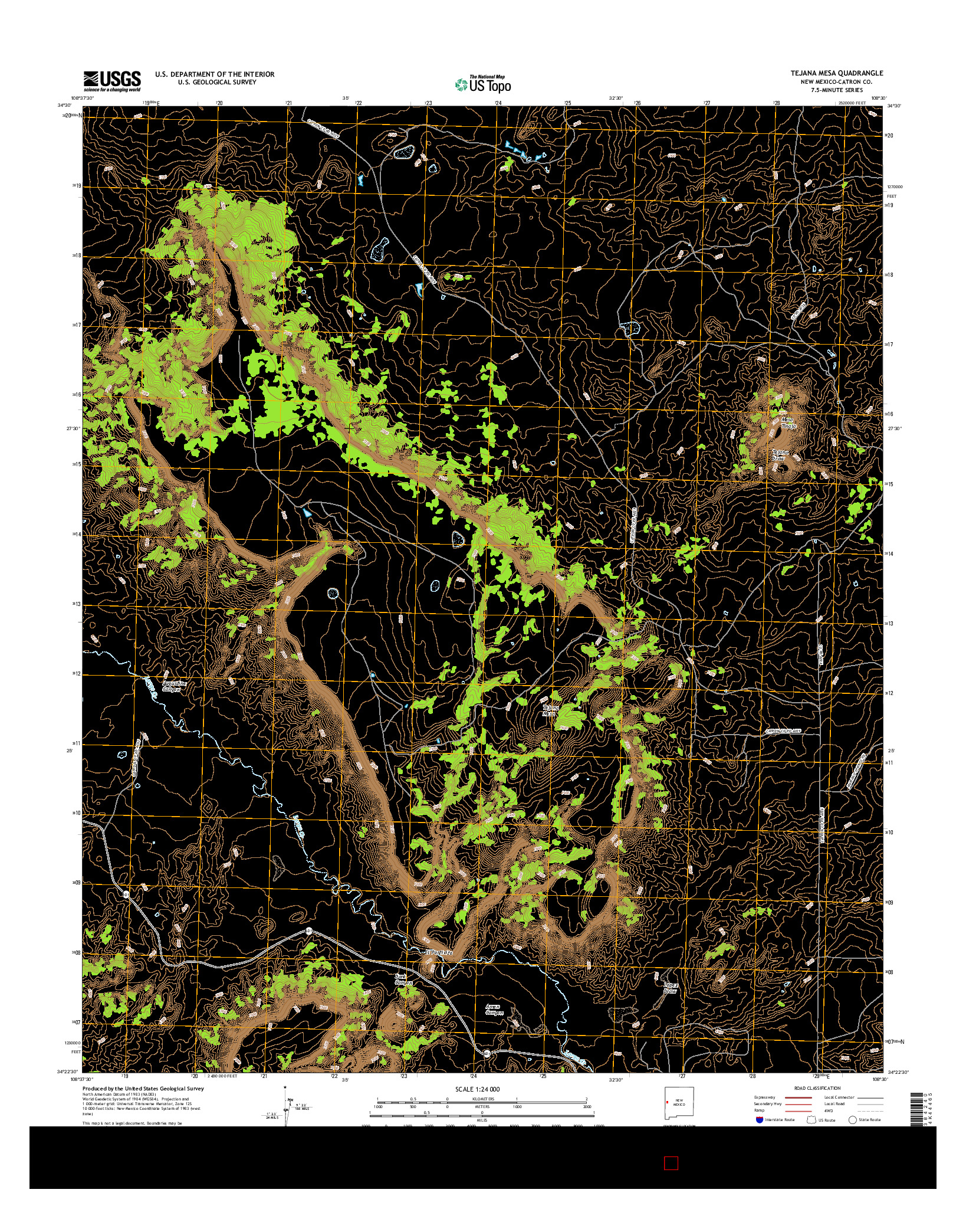 USGS US TOPO 7.5-MINUTE MAP FOR TEJANA MESA, NM 2017