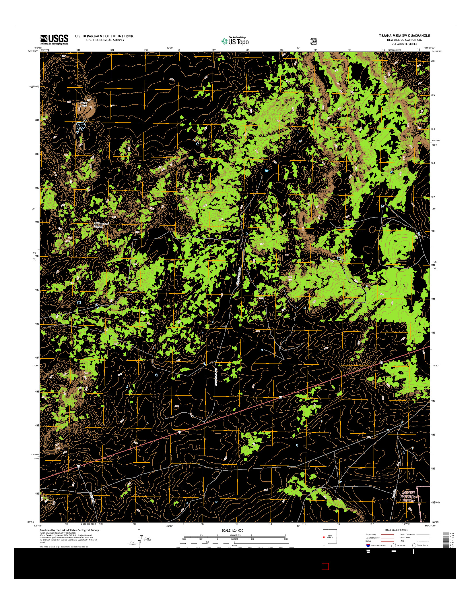 USGS US TOPO 7.5-MINUTE MAP FOR TEJANA MESA SW, NM 2017