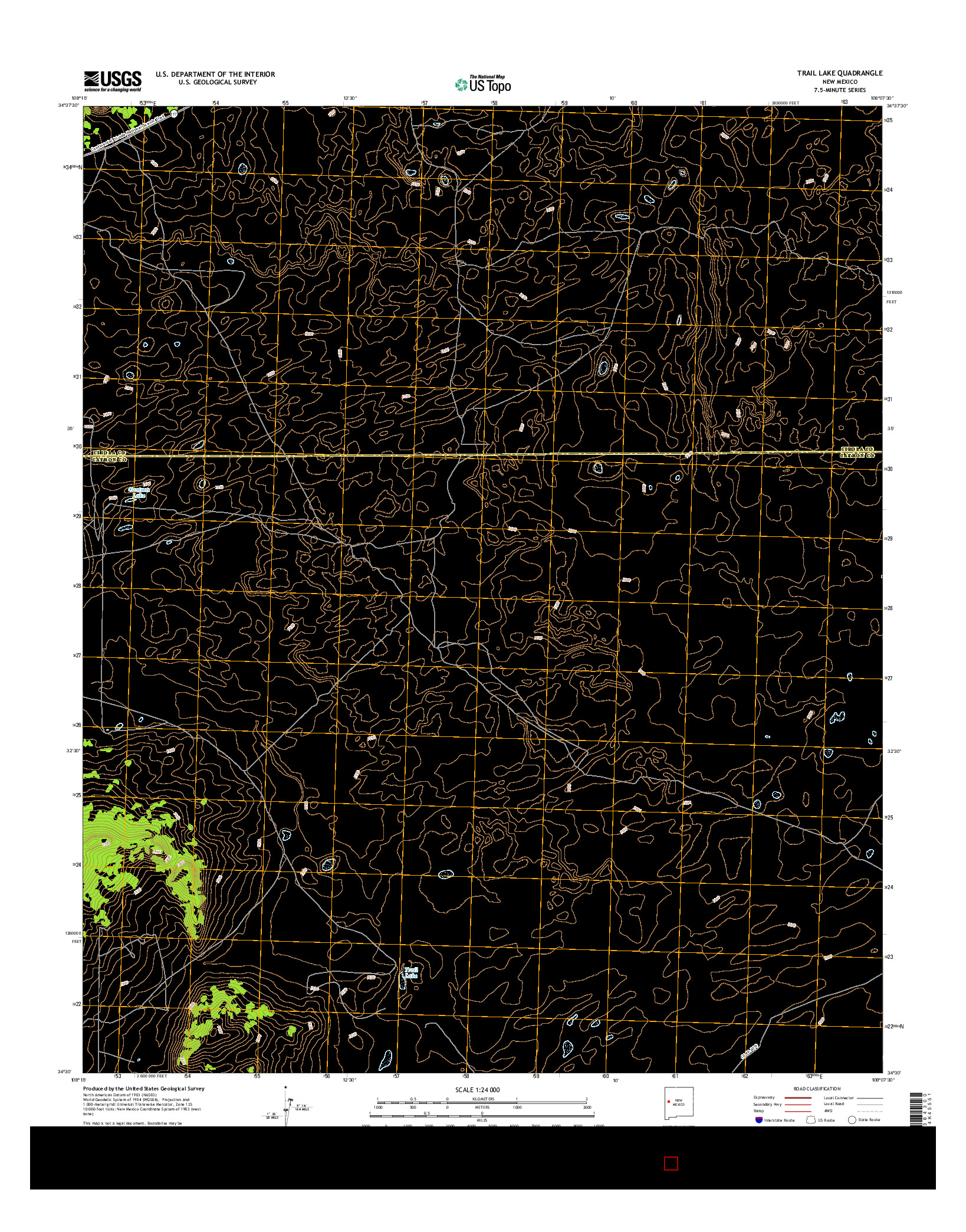 USGS US TOPO 7.5-MINUTE MAP FOR TRAIL LAKE, NM 2017