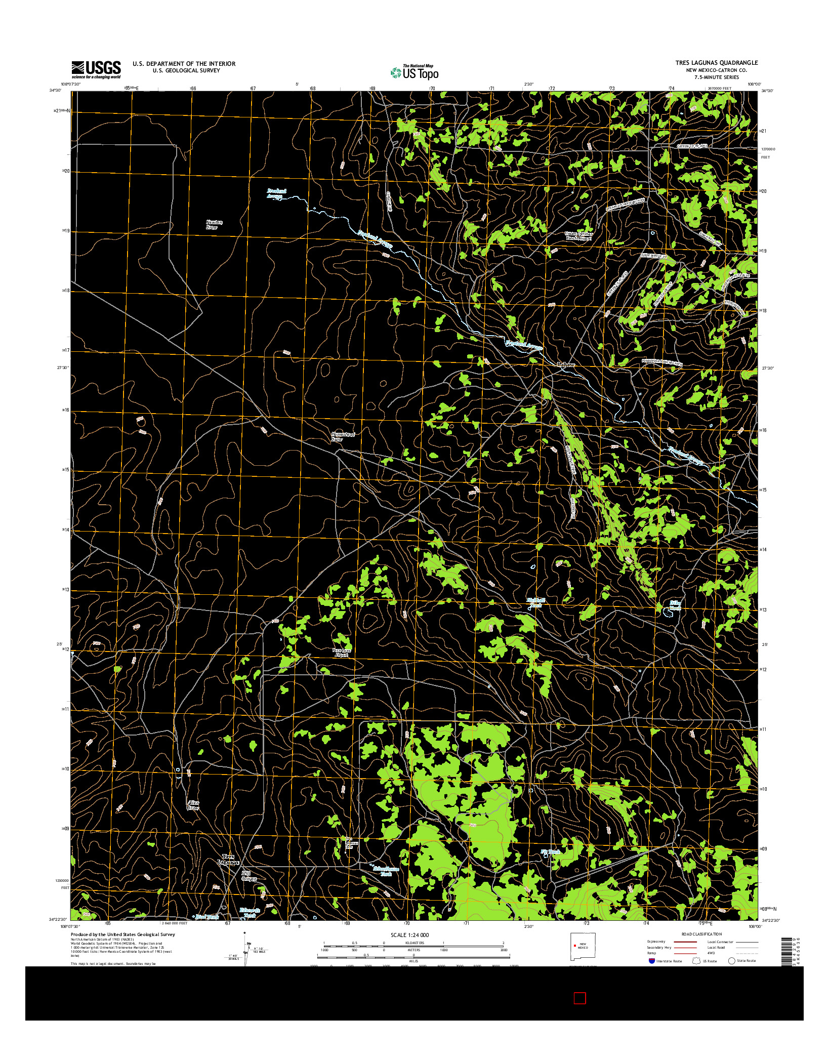 USGS US TOPO 7.5-MINUTE MAP FOR TRES LAGUNAS, NM 2017