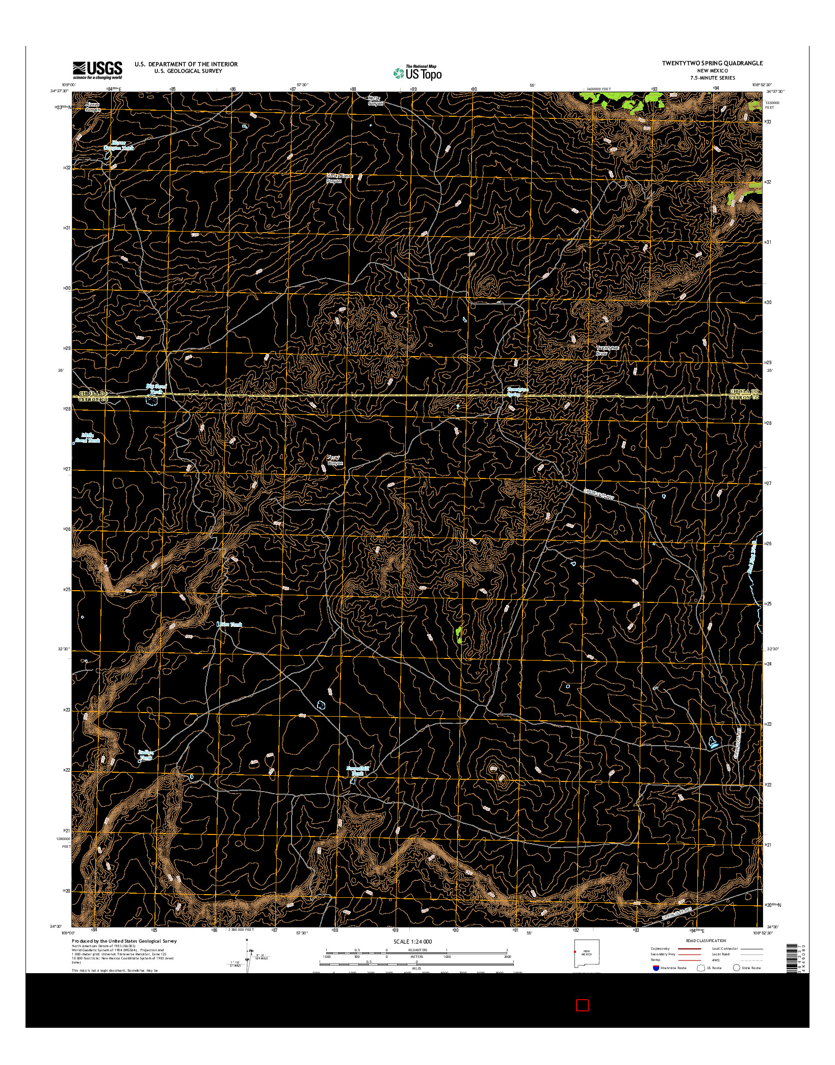 USGS US TOPO 7.5-MINUTE MAP FOR TWENTYTWO SPRING, NM 2017