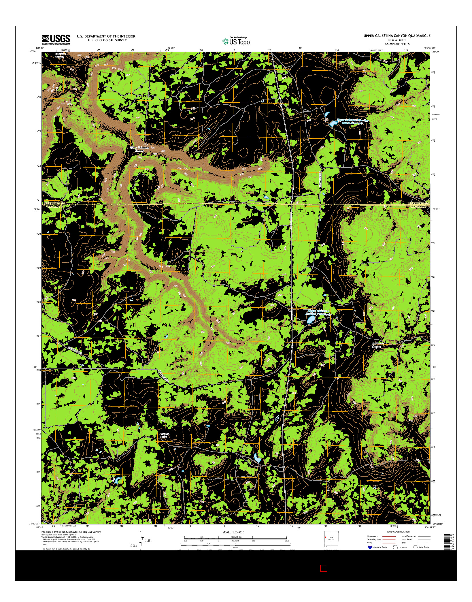 USGS US TOPO 7.5-MINUTE MAP FOR UPPER GALESTINA CANYON, NM 2017