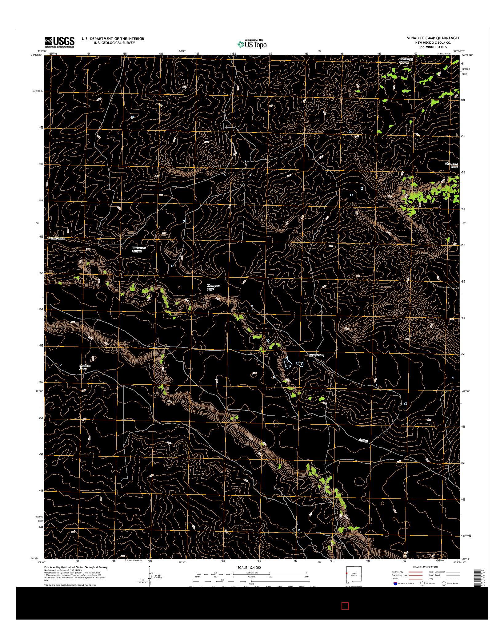 USGS US TOPO 7.5-MINUTE MAP FOR VENADITO CAMP, NM 2017