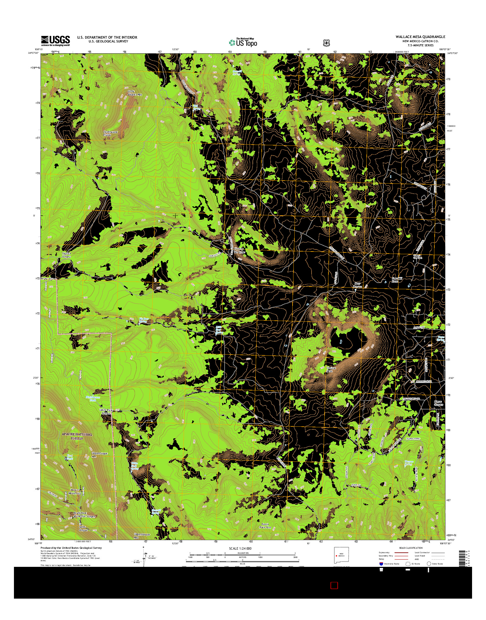 USGS US TOPO 7.5-MINUTE MAP FOR WALLACE MESA, NM 2017