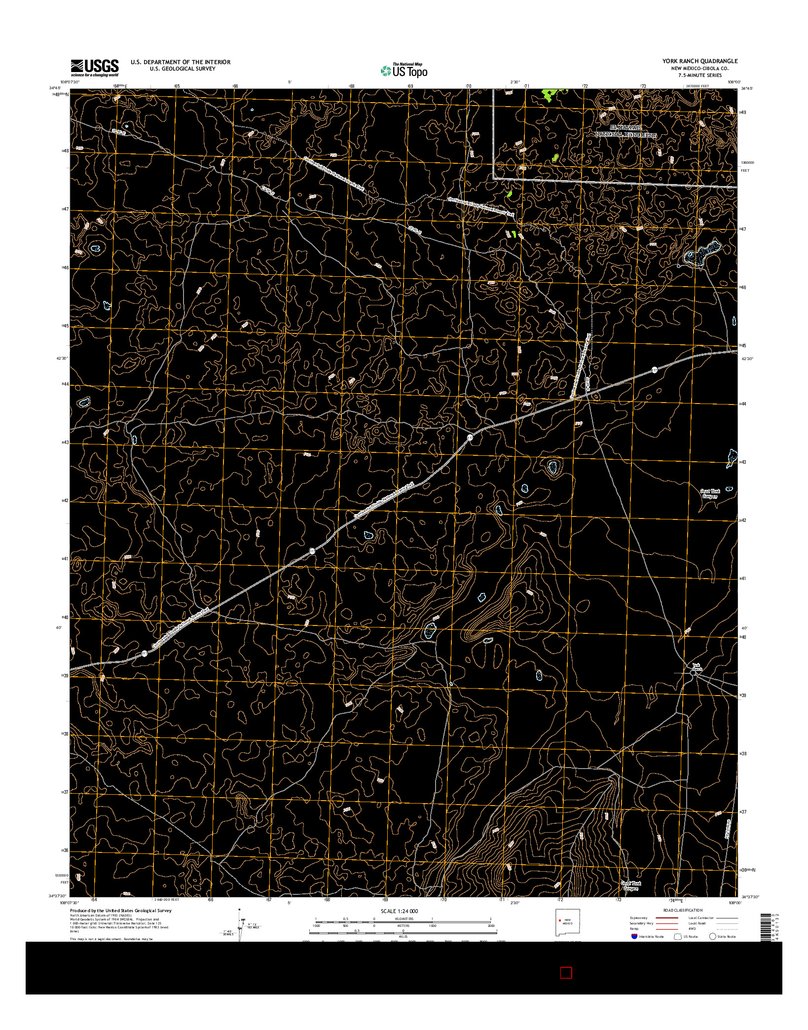 USGS US TOPO 7.5-MINUTE MAP FOR YORK RANCH, NM 2017