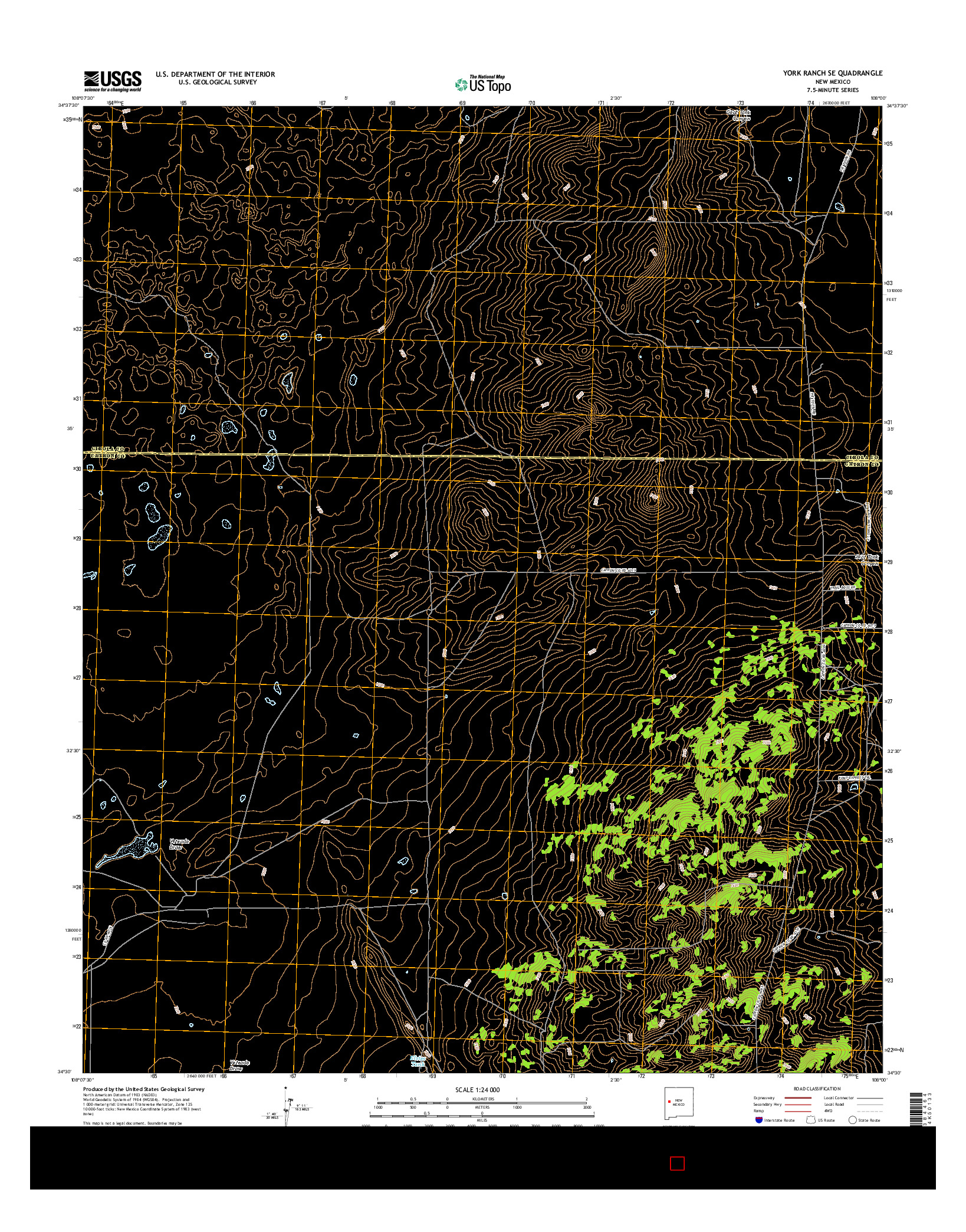 USGS US TOPO 7.5-MINUTE MAP FOR YORK RANCH SE, NM 2017