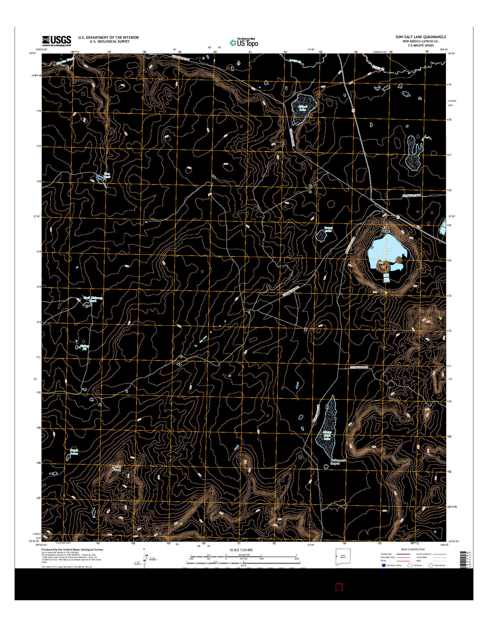 USGS US TOPO 7.5-MINUTE MAP FOR ZUNI SALT LAKE, NM 2017