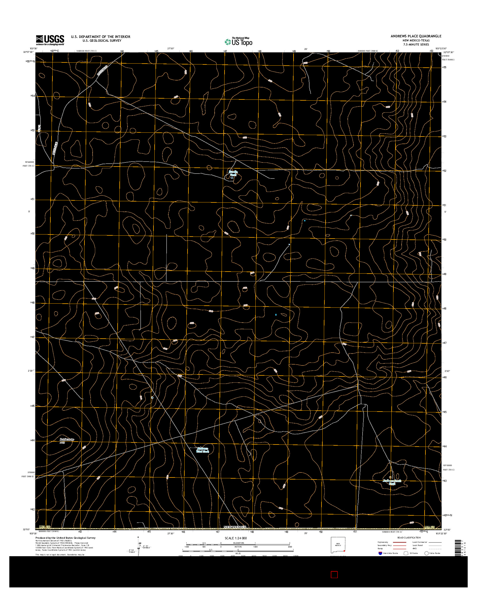 USGS US TOPO 7.5-MINUTE MAP FOR ANDREWS PLACE, NM-TX 2017