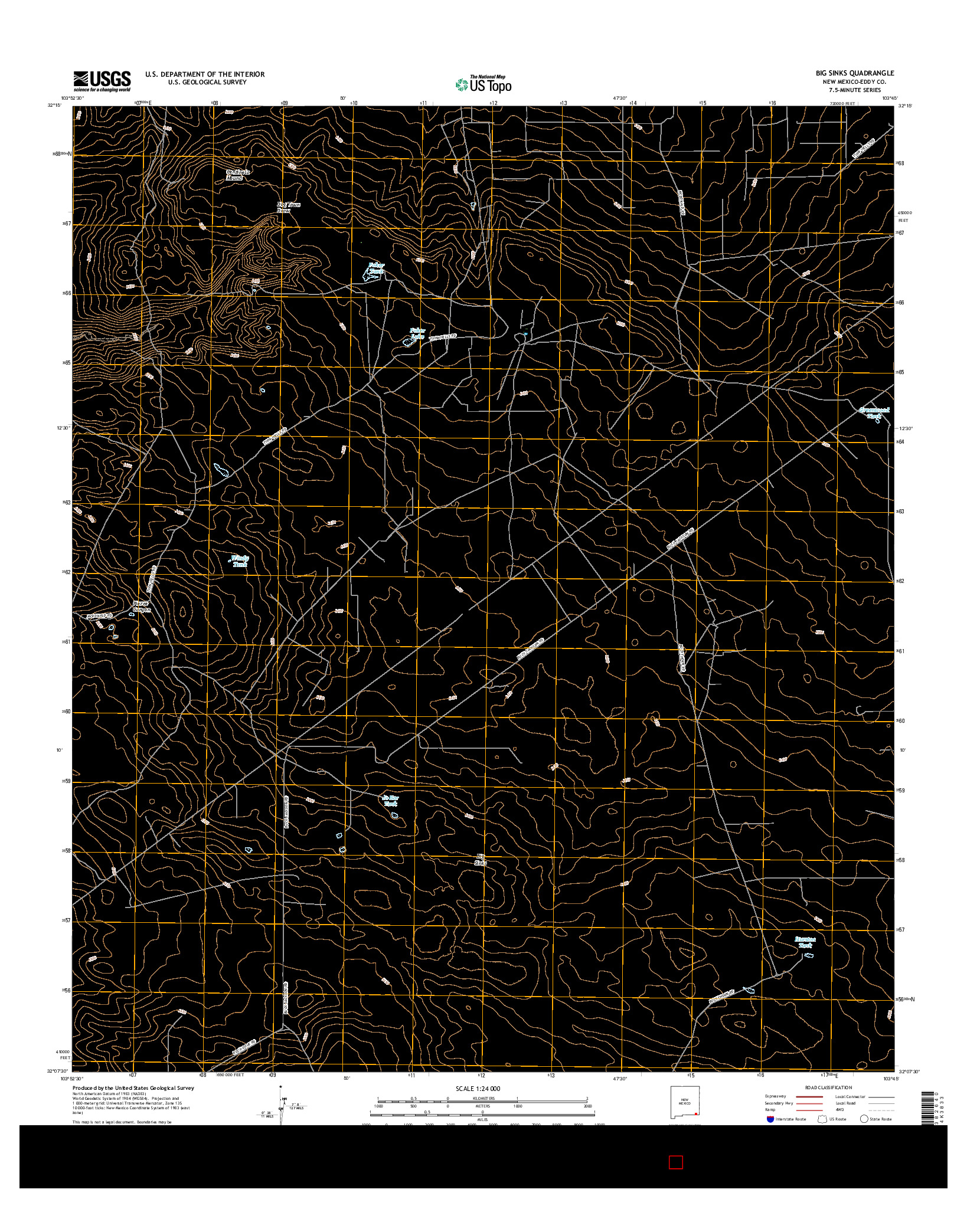 USGS US TOPO 7.5-MINUTE MAP FOR BIG SINKS, NM 2017