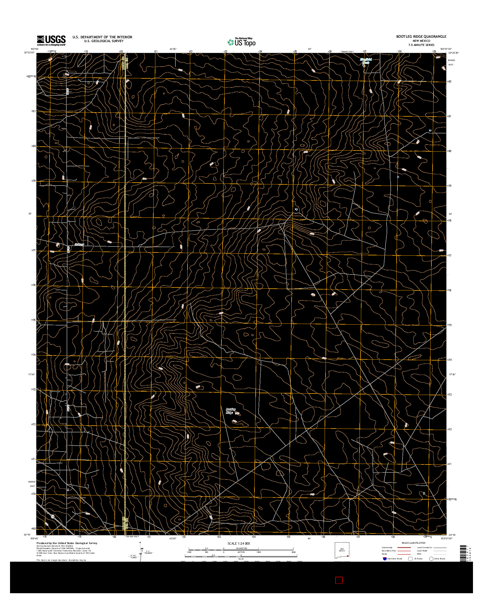 USGS US TOPO 7.5-MINUTE MAP FOR BOOTLEG RIDGE, NM 2017