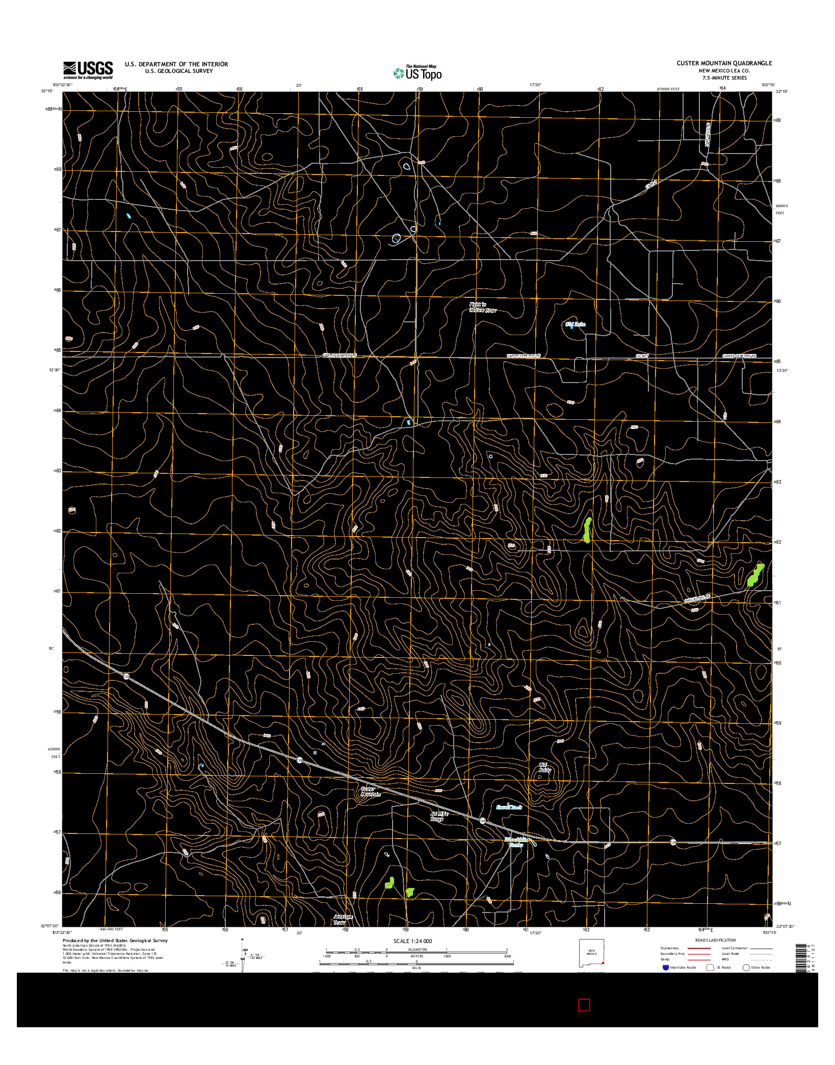 USGS US TOPO 7.5-MINUTE MAP FOR CUSTER MOUNTAIN, NM 2017