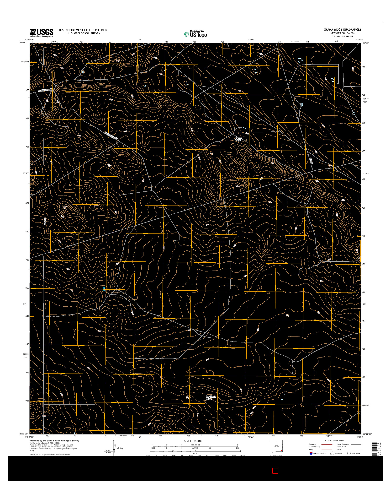 USGS US TOPO 7.5-MINUTE MAP FOR GRAMA RIDGE, NM 2017