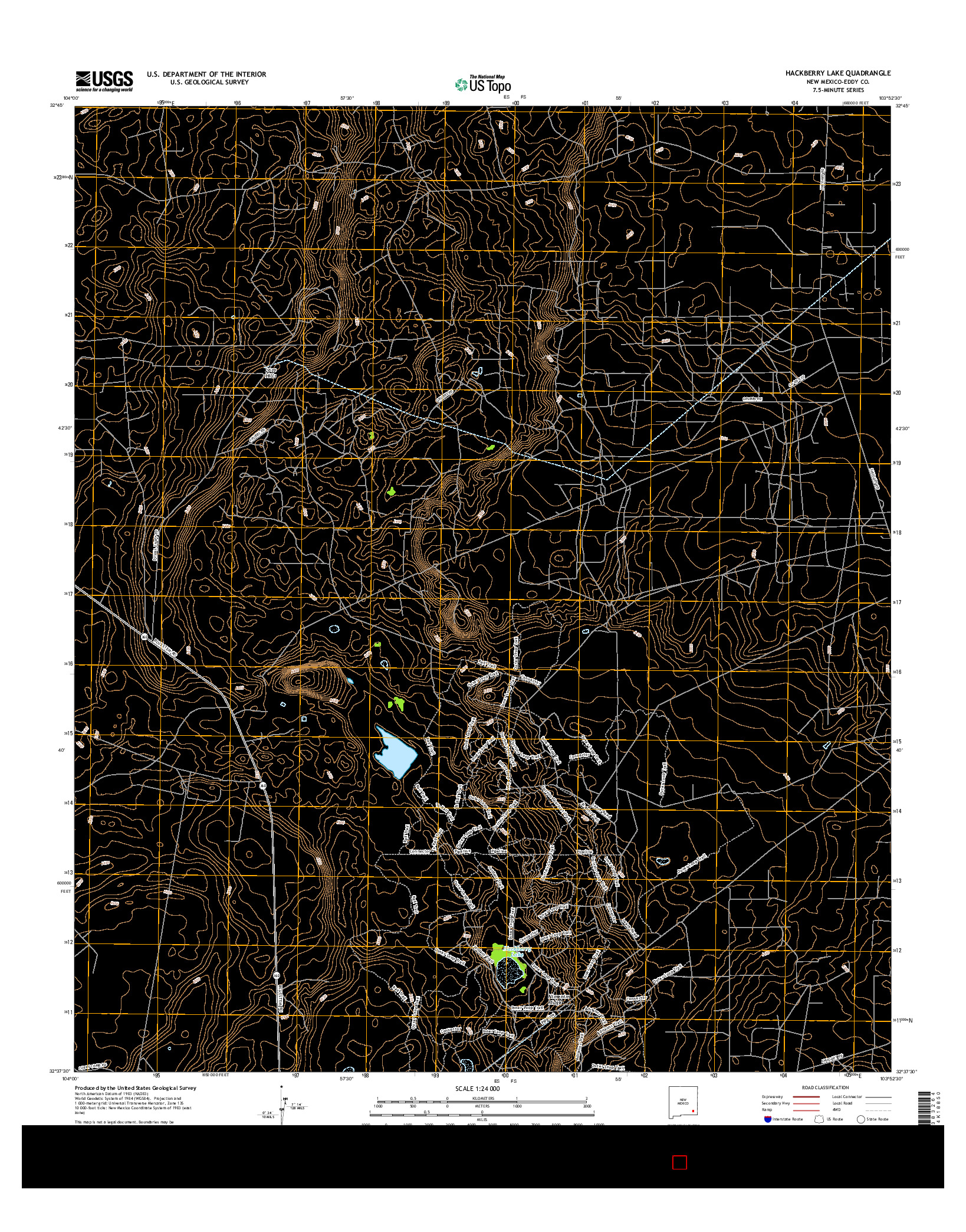 USGS US TOPO 7.5-MINUTE MAP FOR HACKBERRY LAKE, NM 2017