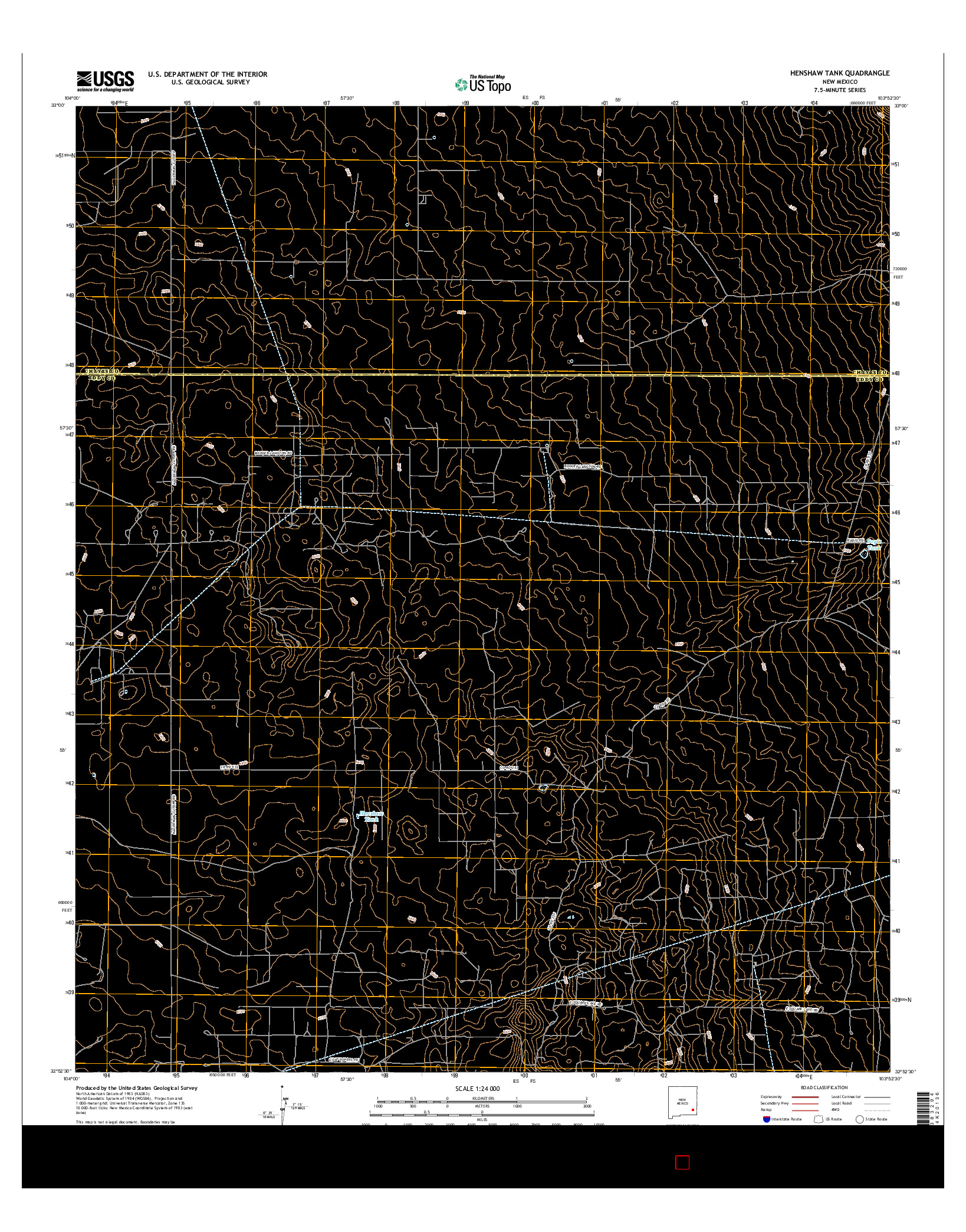 USGS US TOPO 7.5-MINUTE MAP FOR HENSHAW TANK, NM 2017