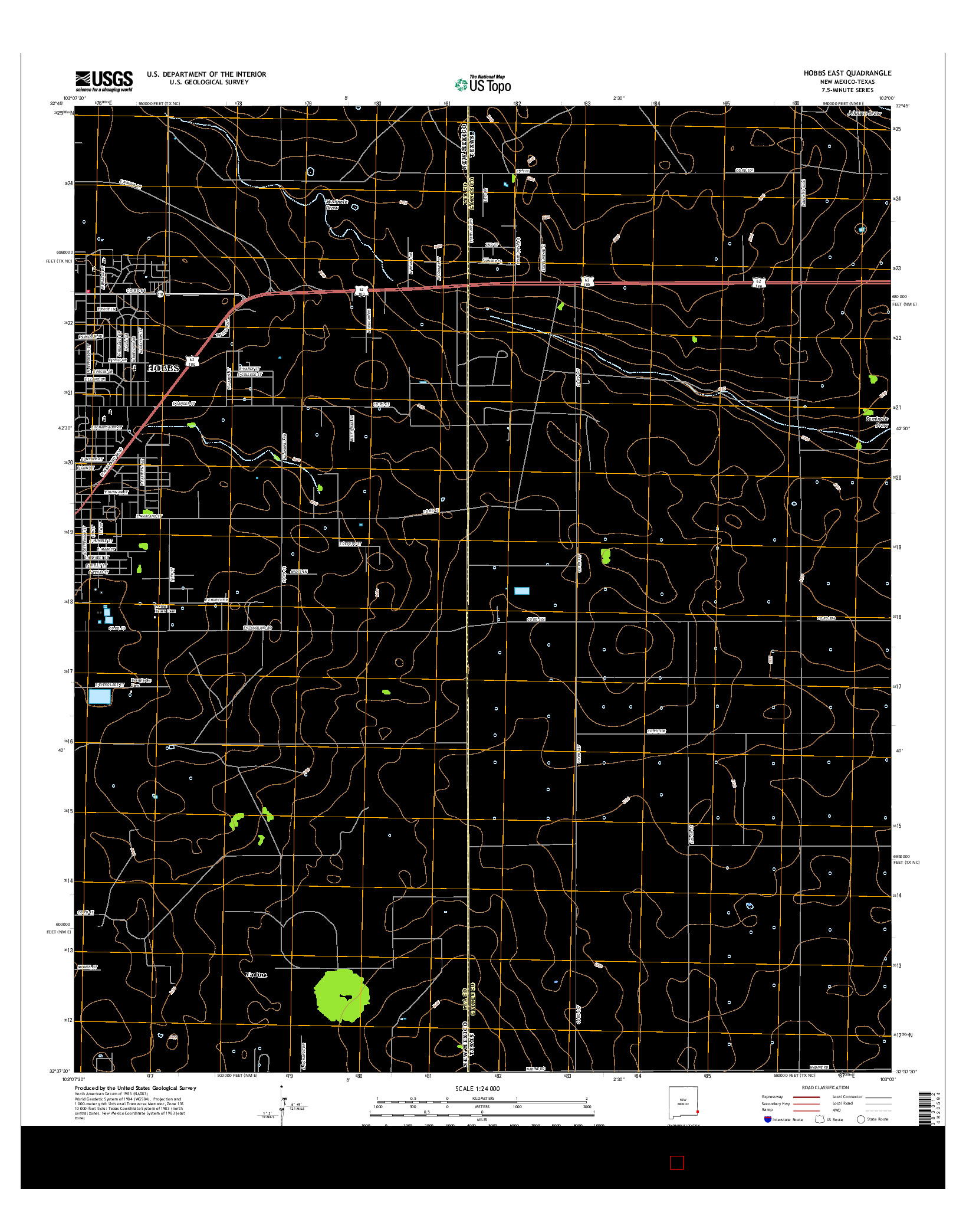 USGS US TOPO 7.5-MINUTE MAP FOR HOBBS EAST, NM-TX 2017