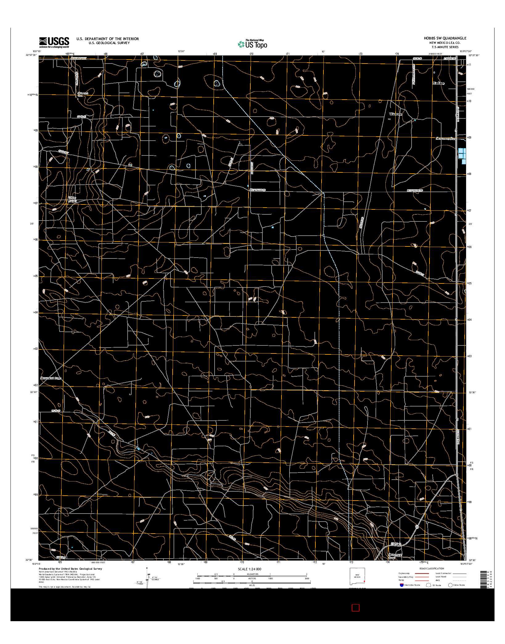 USGS US TOPO 7.5-MINUTE MAP FOR HOBBS SW, NM 2017