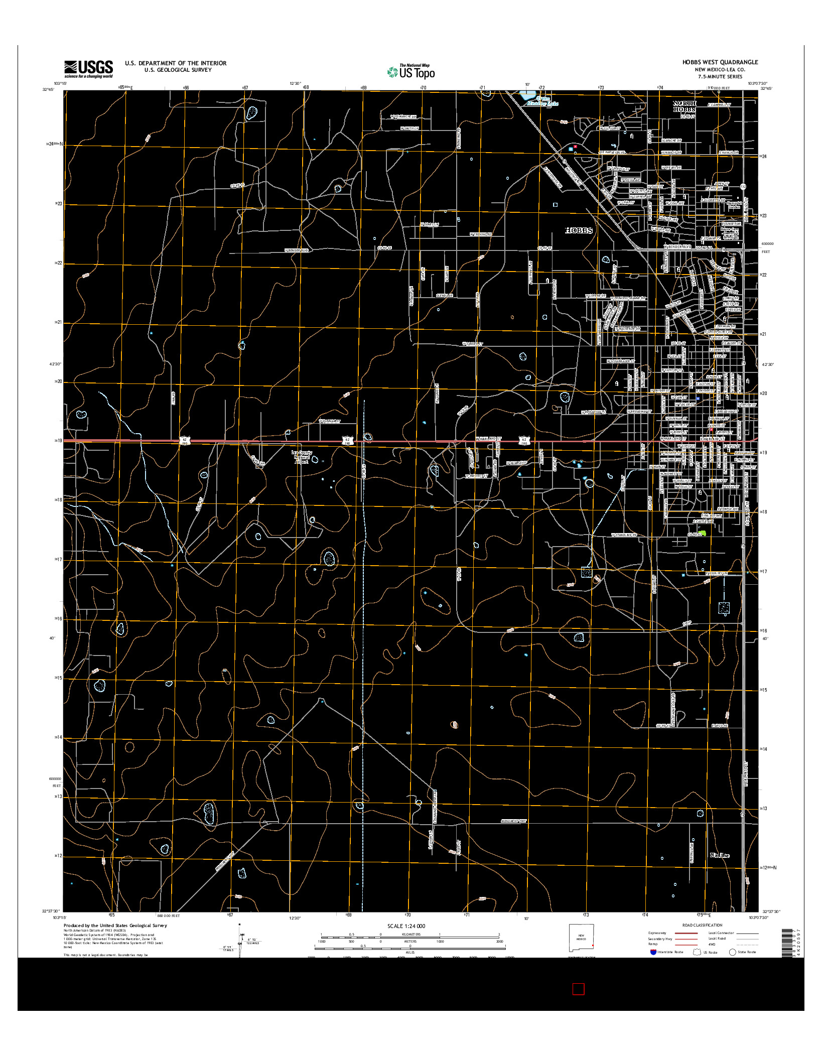 USGS US TOPO 7.5-MINUTE MAP FOR HOBBS WEST, NM 2017