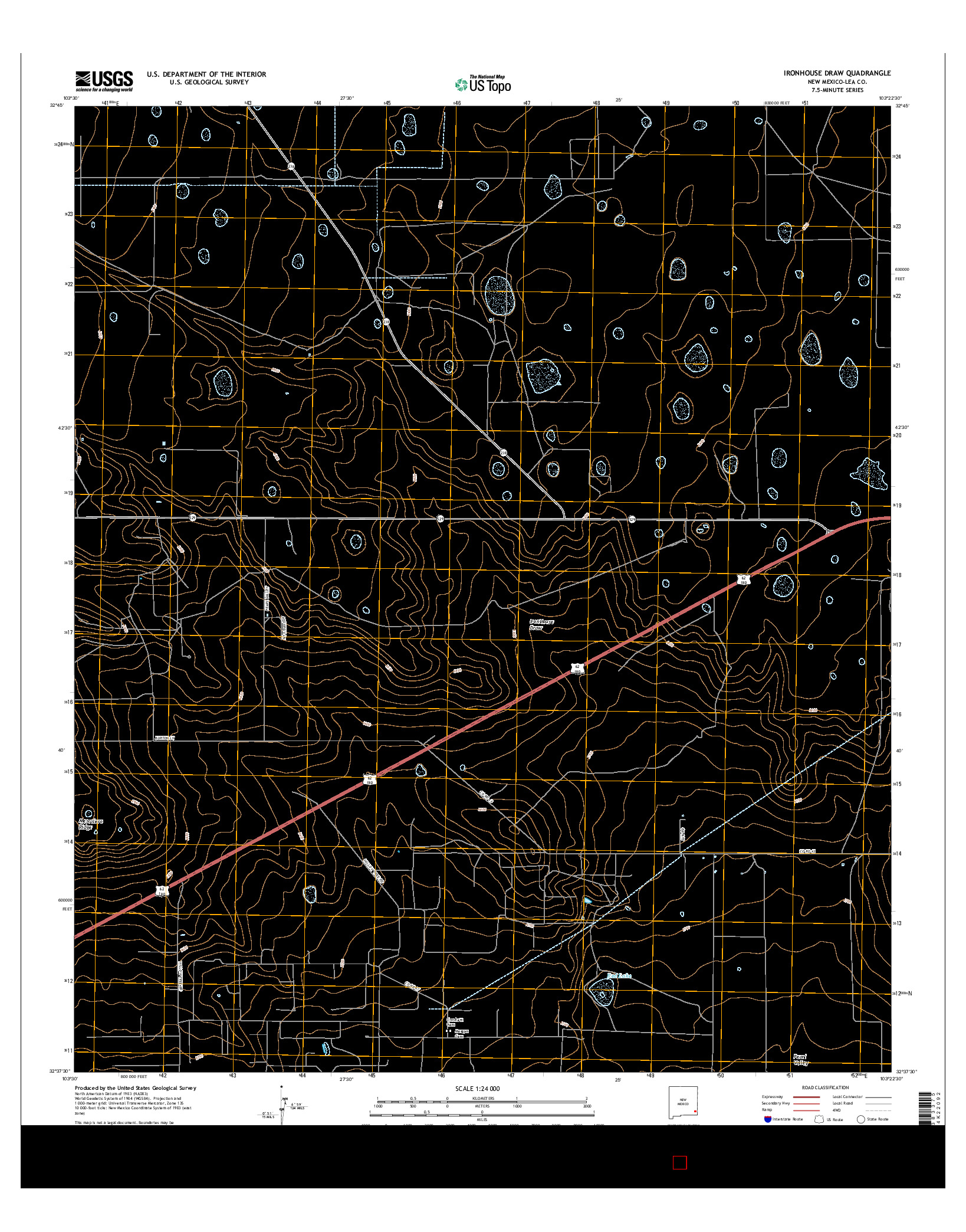 USGS US TOPO 7.5-MINUTE MAP FOR IRONHOUSE DRAW, NM 2017