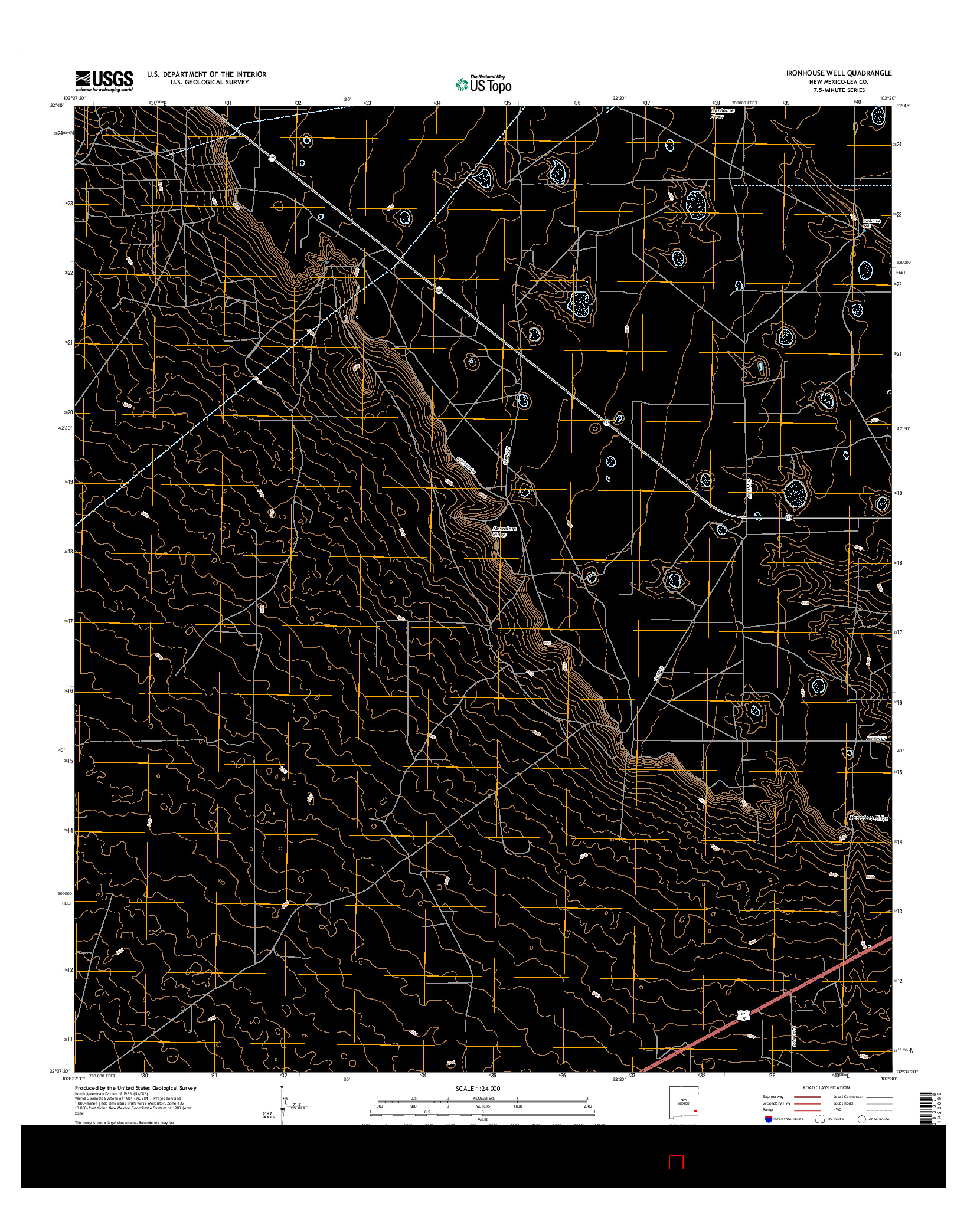 USGS US TOPO 7.5-MINUTE MAP FOR IRONHOUSE WELL, NM 2017