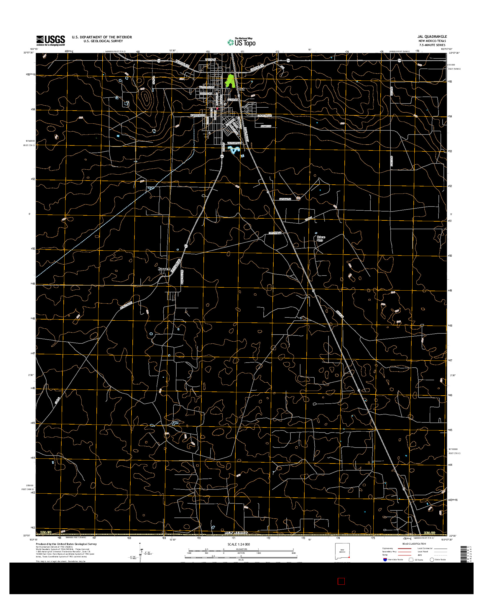 USGS US TOPO 7.5-MINUTE MAP FOR JAL, NM-TX 2017